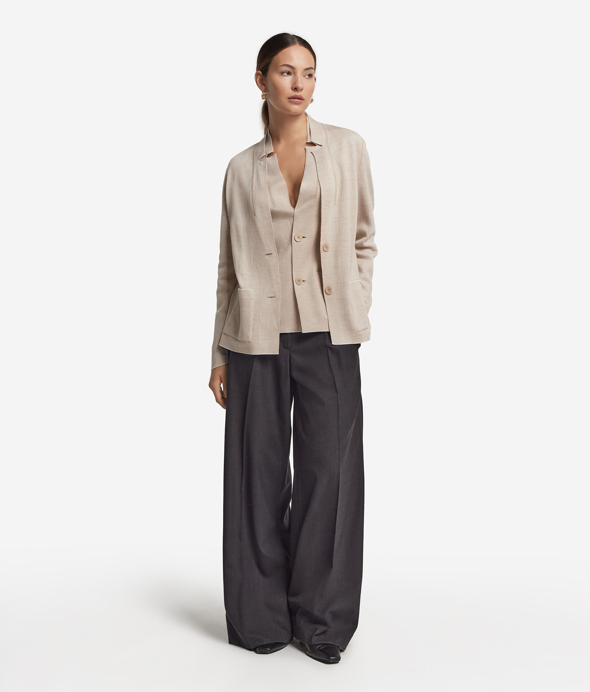 Двусторонний жакет из ультратонкого кашемира и хлопка