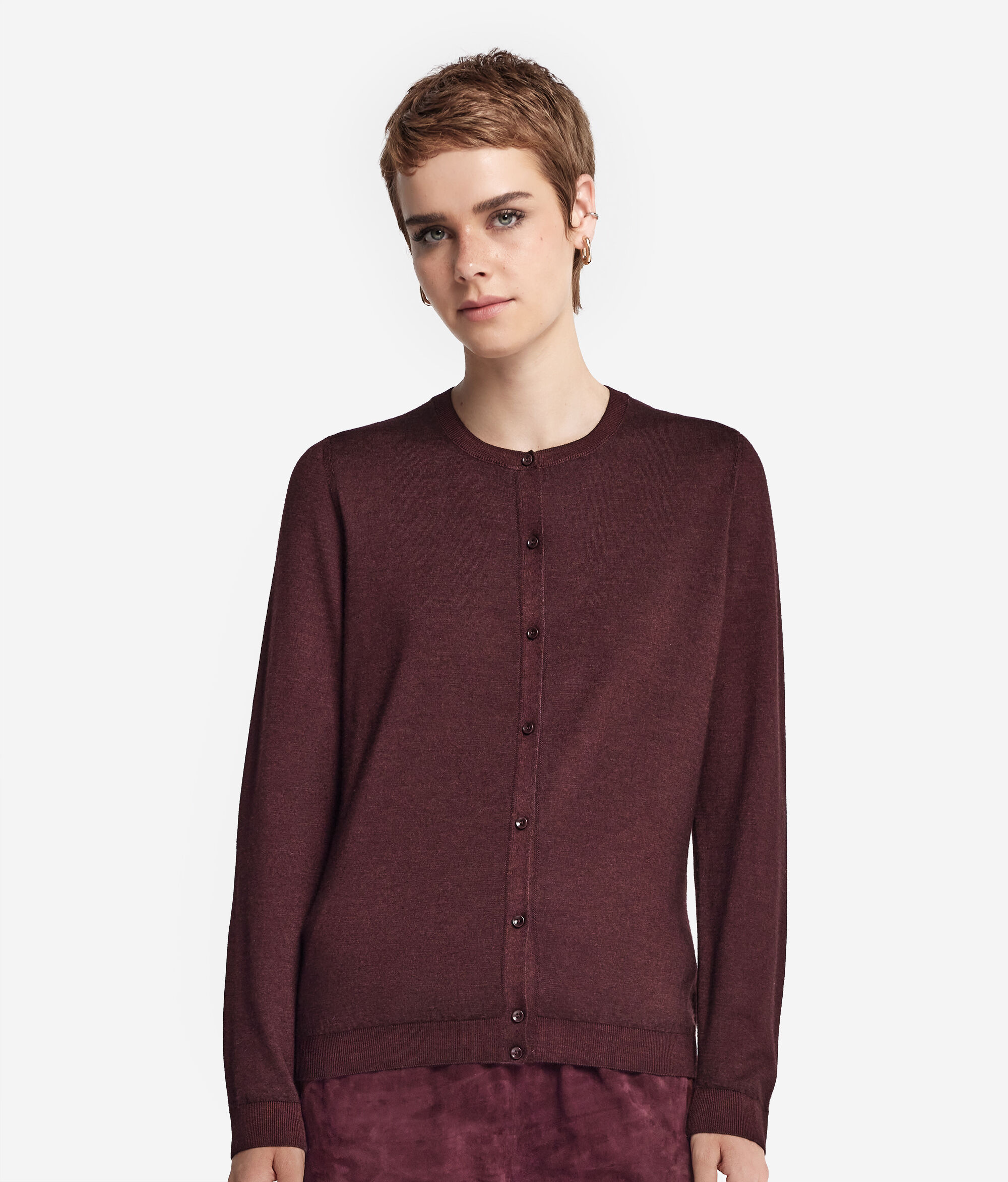 Gilet femme à col rond en cachemire ultra-fin