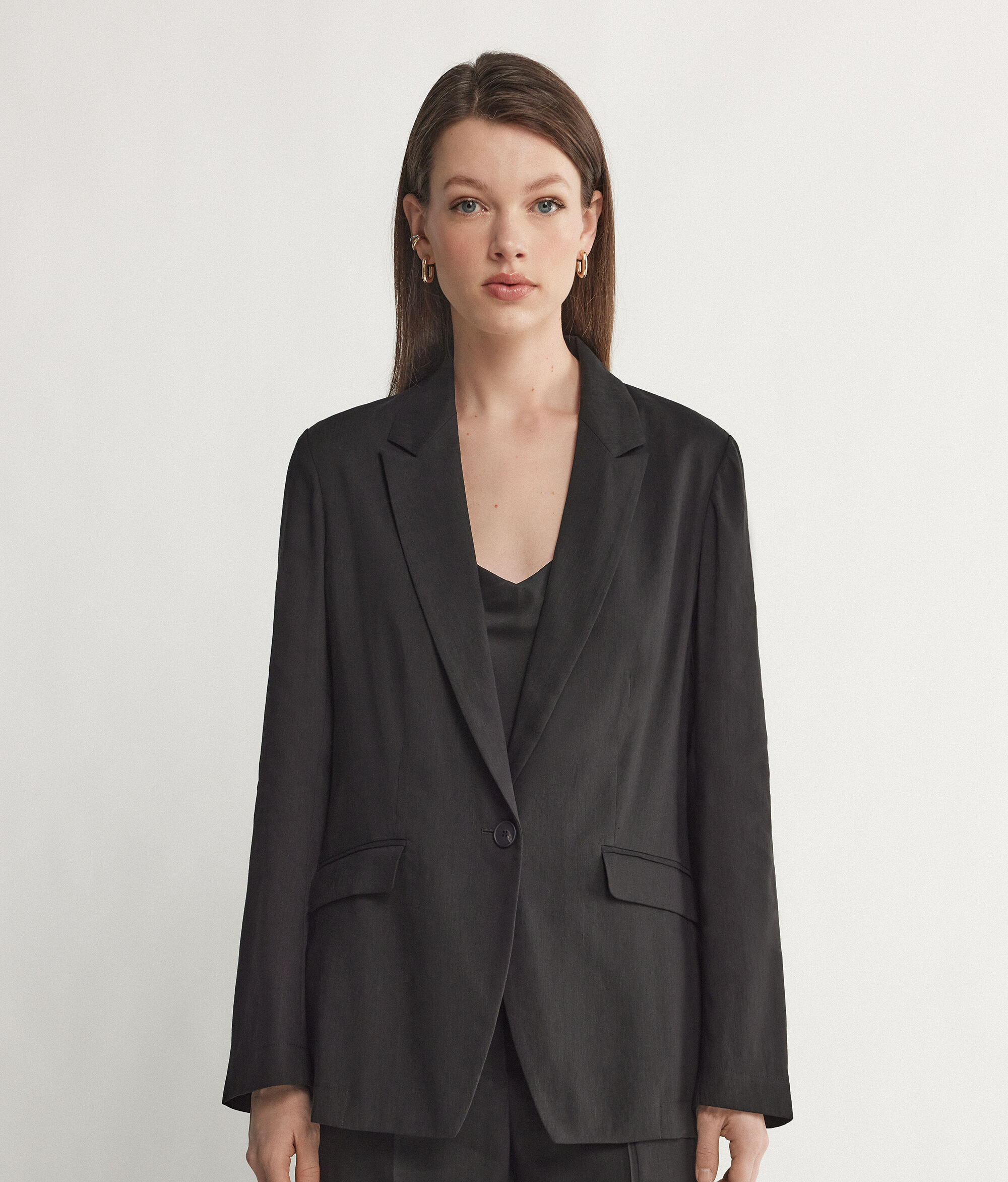 Linen Viscose Single-Breasted Jacket