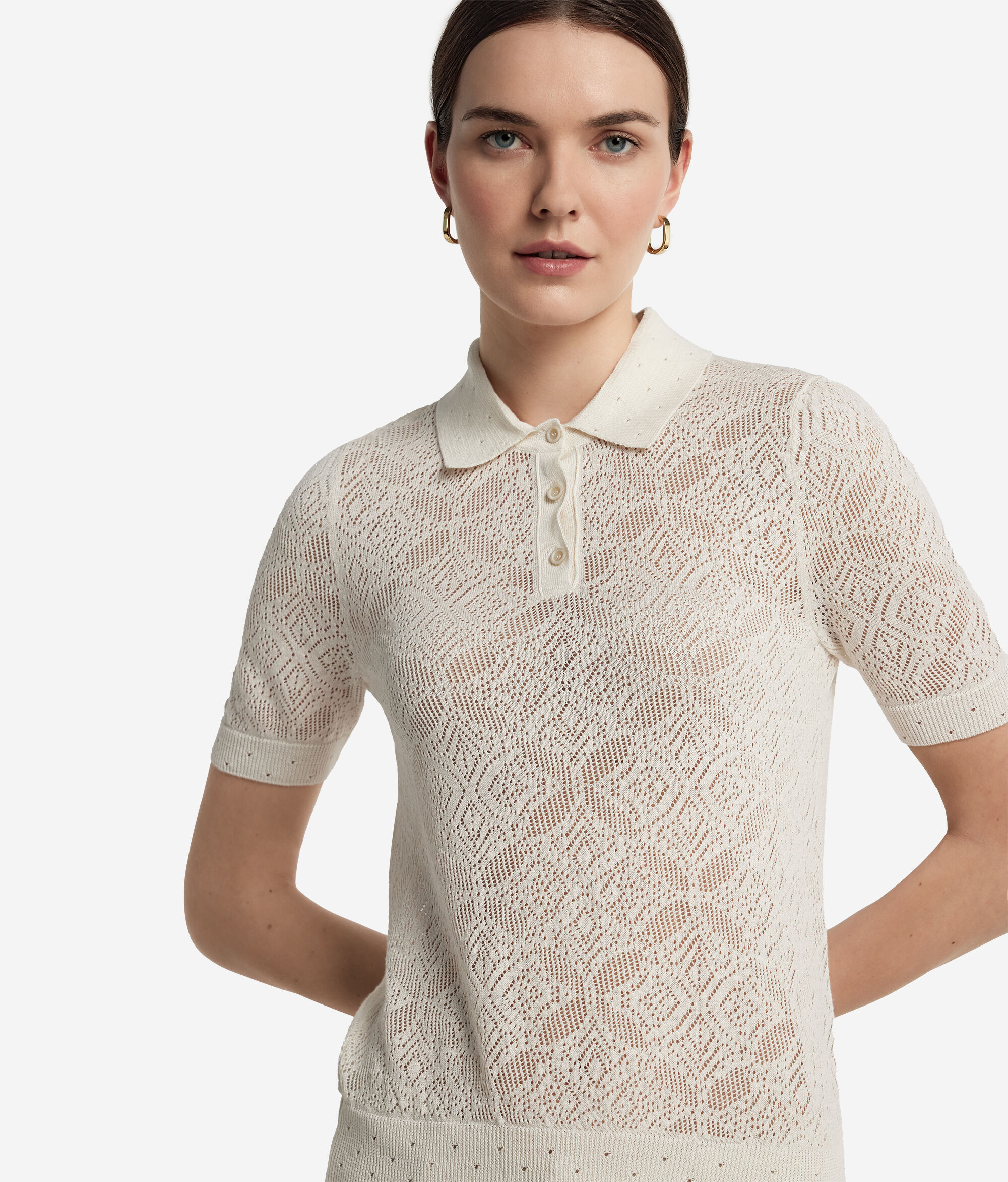 Polo ajouré en maille dentelle