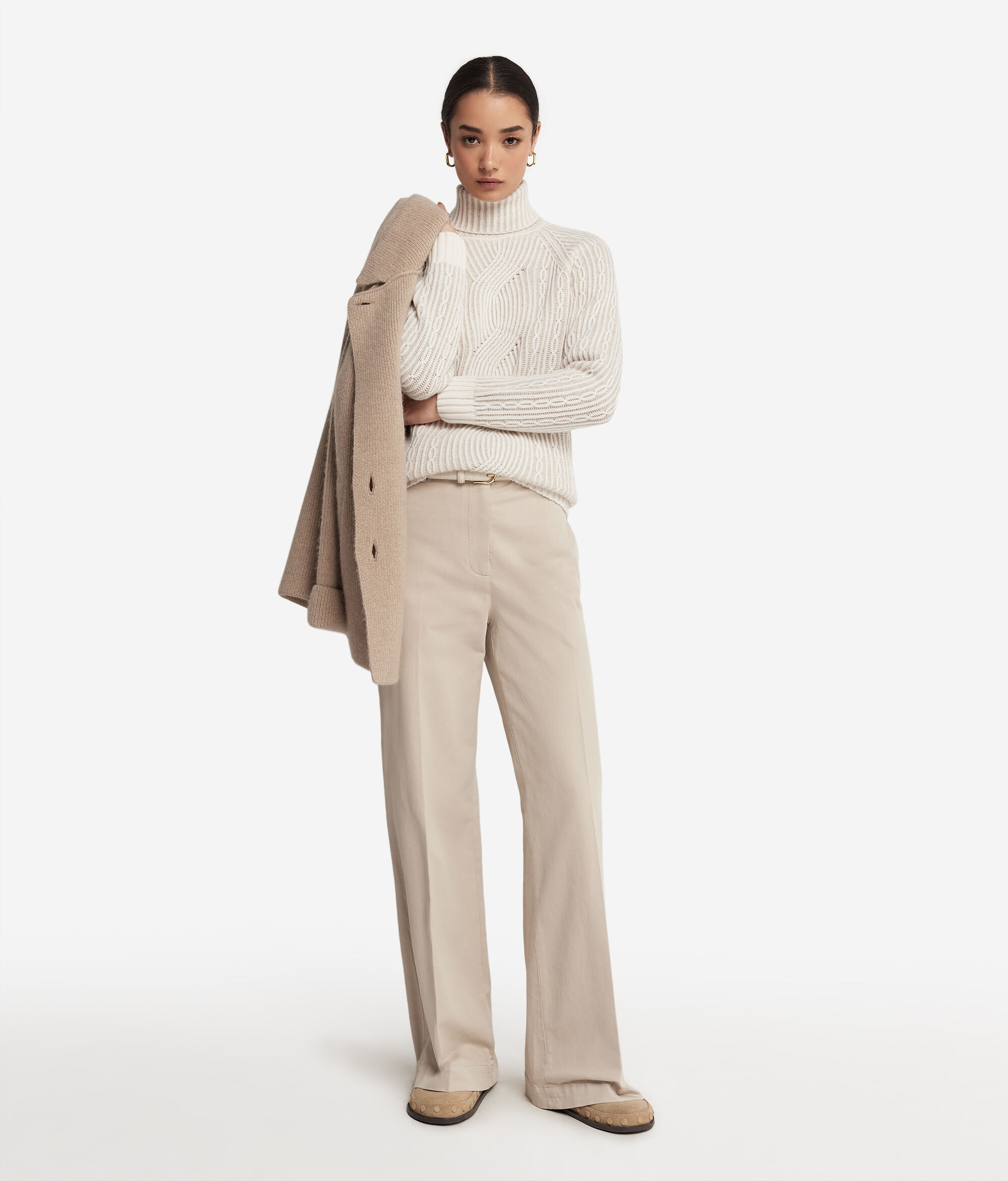 Jersei de coll alt amb trama de vuits bicolor de Cashmere Ultrasoft