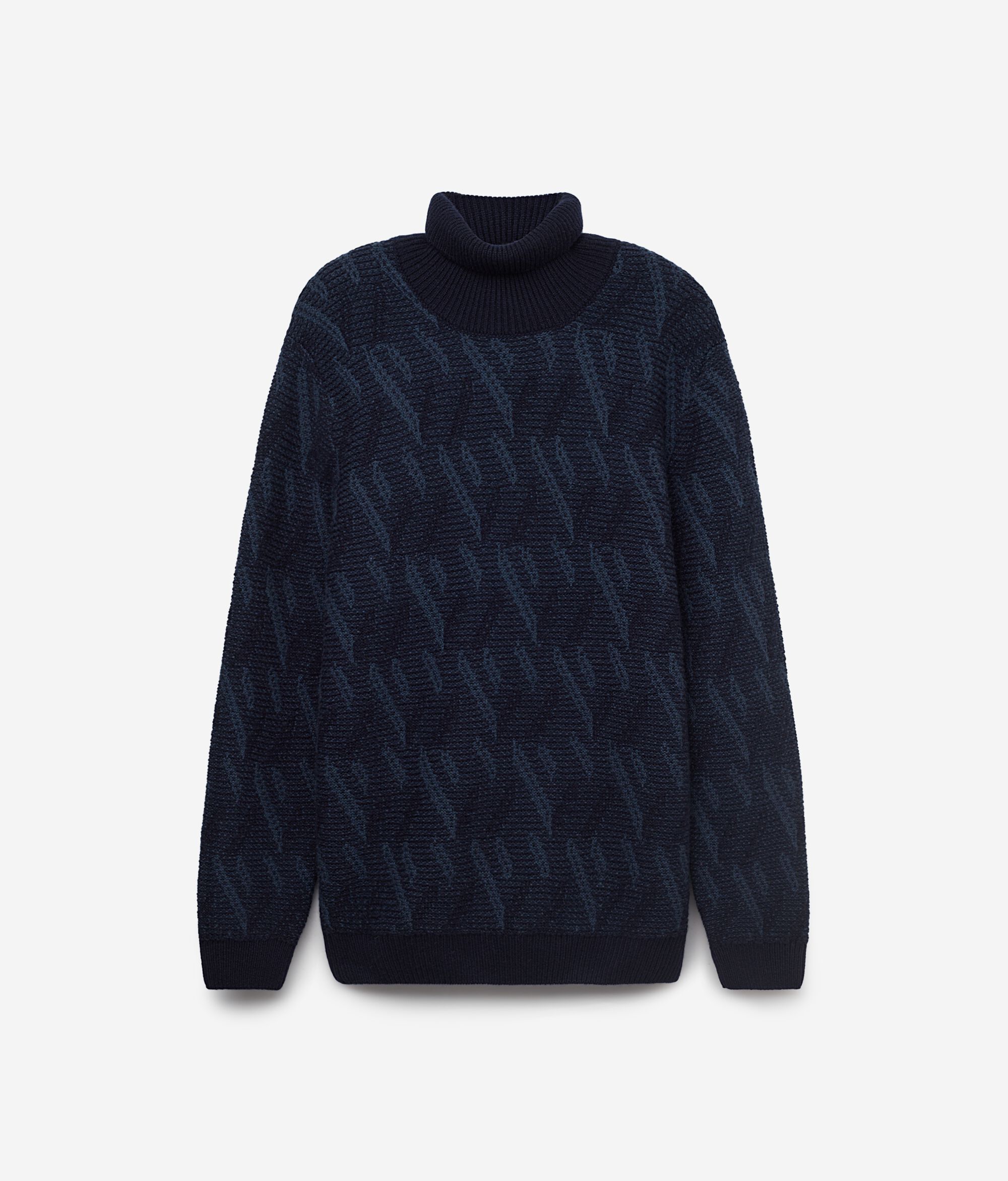 Two-Tone Jacquard Cashmere Turtleneck