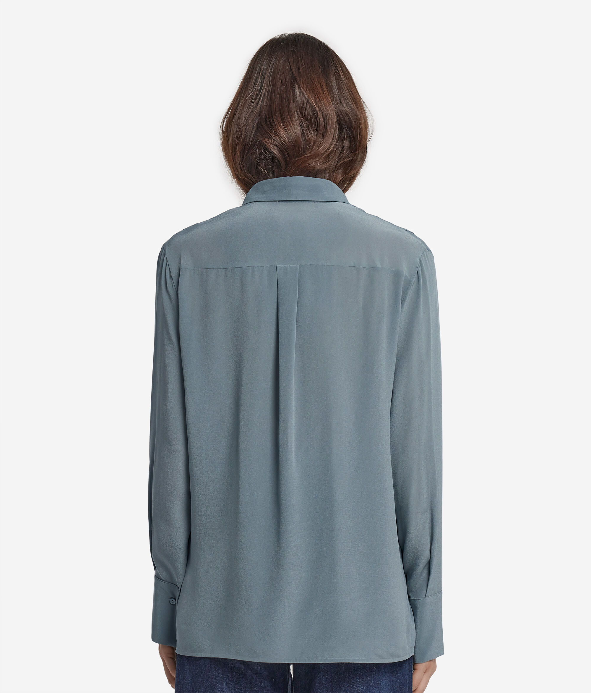 Camicia con pieghe in seta