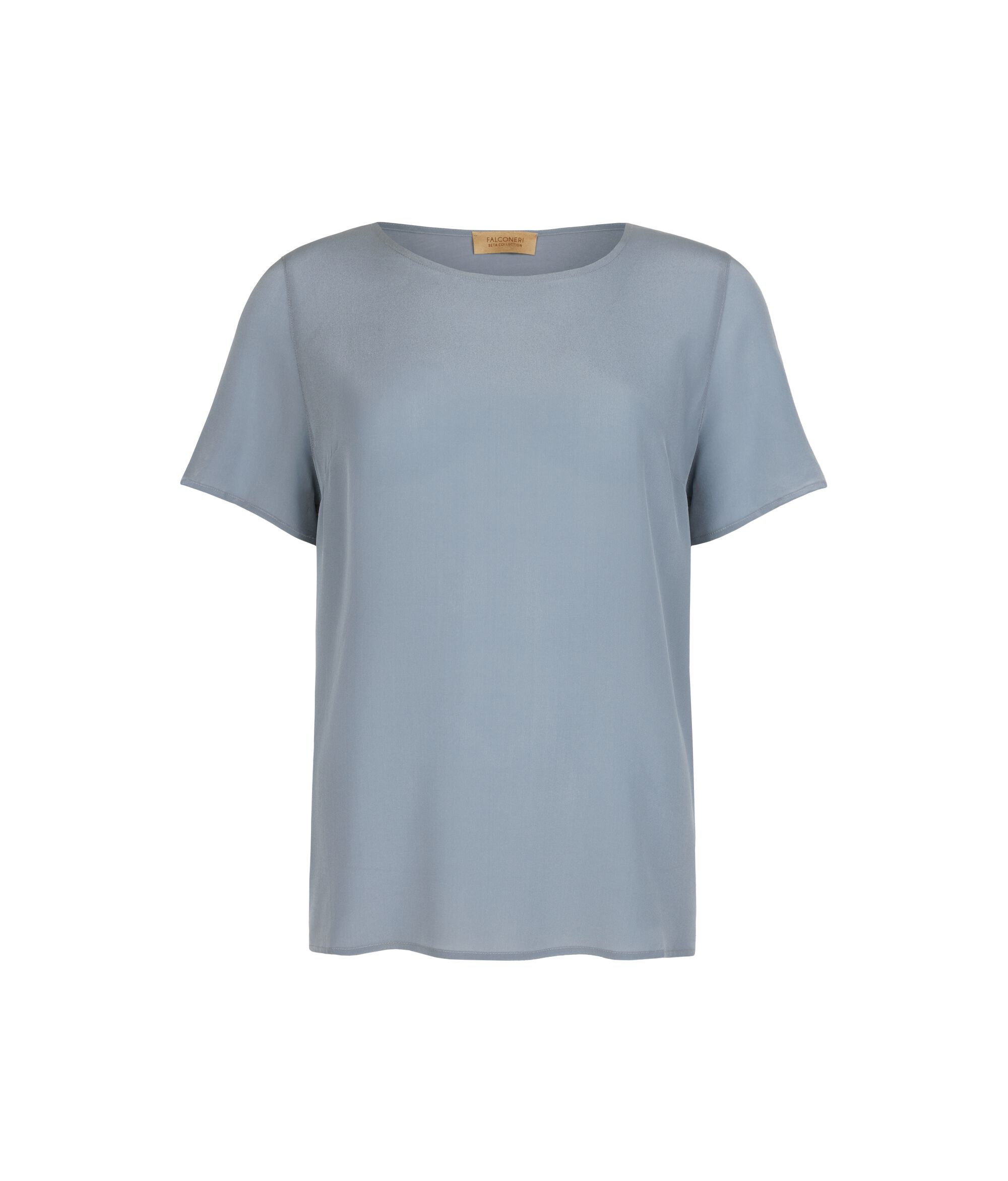 Jedwabny T-shirt z Okrągłym Dekoltem