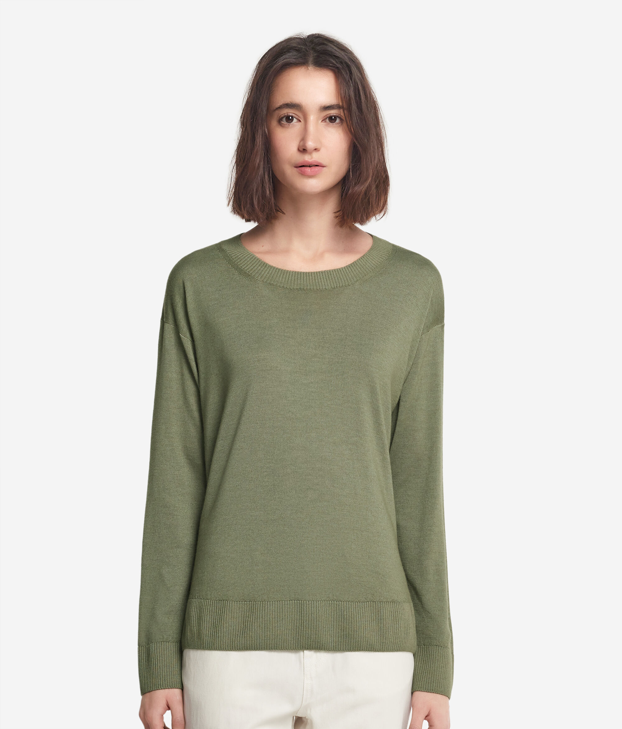 Cashmere Crew Neck Sweater with Slits