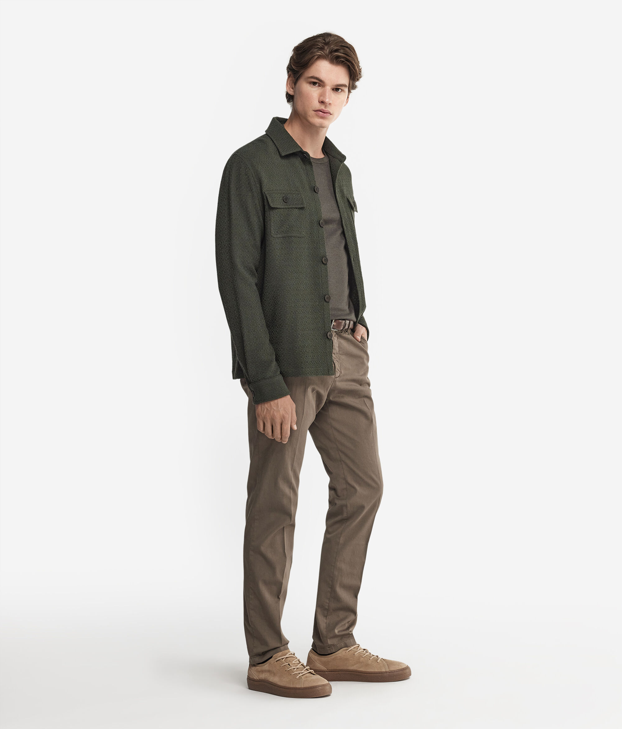 Wool Jersey Embossed Shirt Jacket