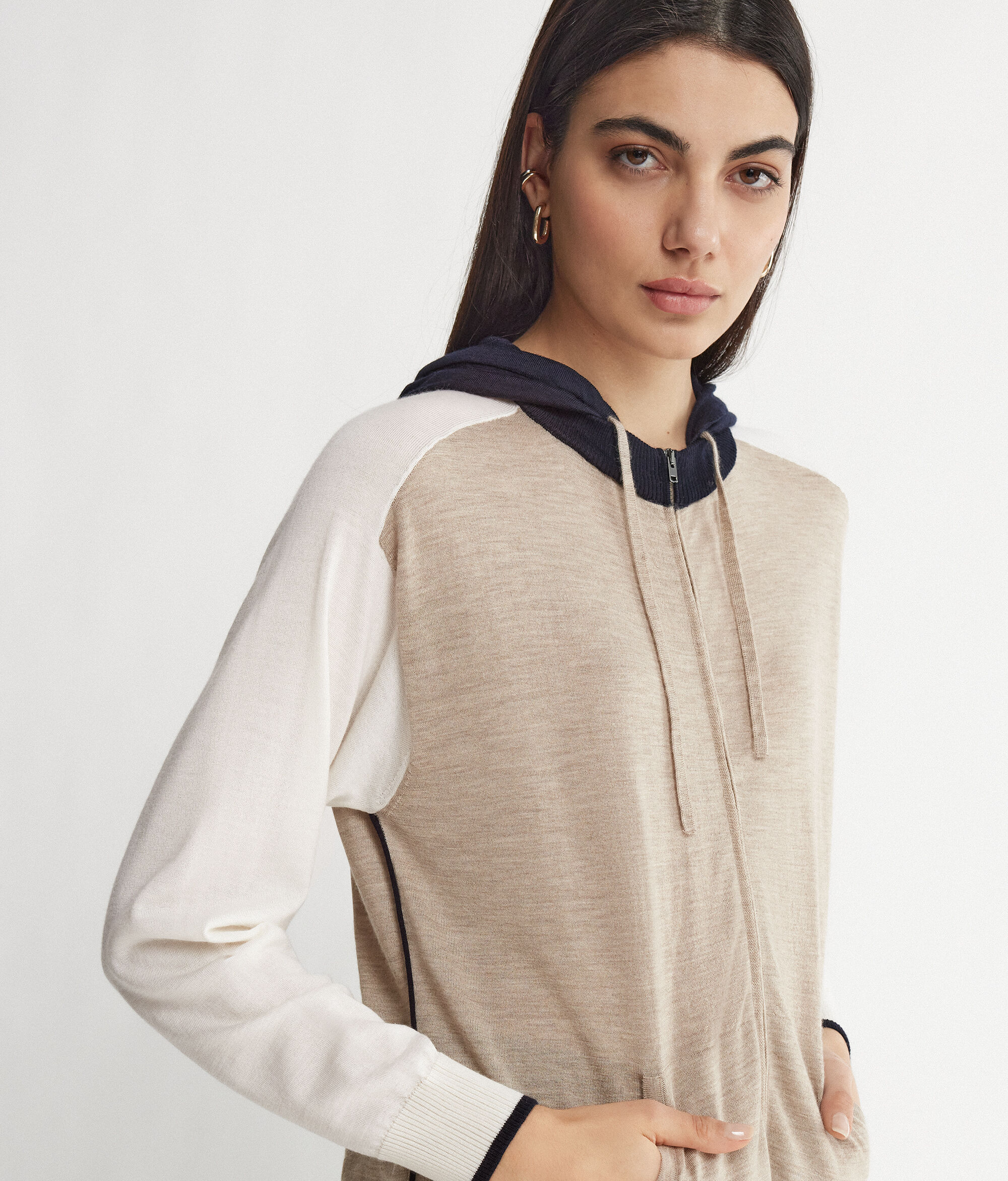Felpa Zip Cashmere Color Block