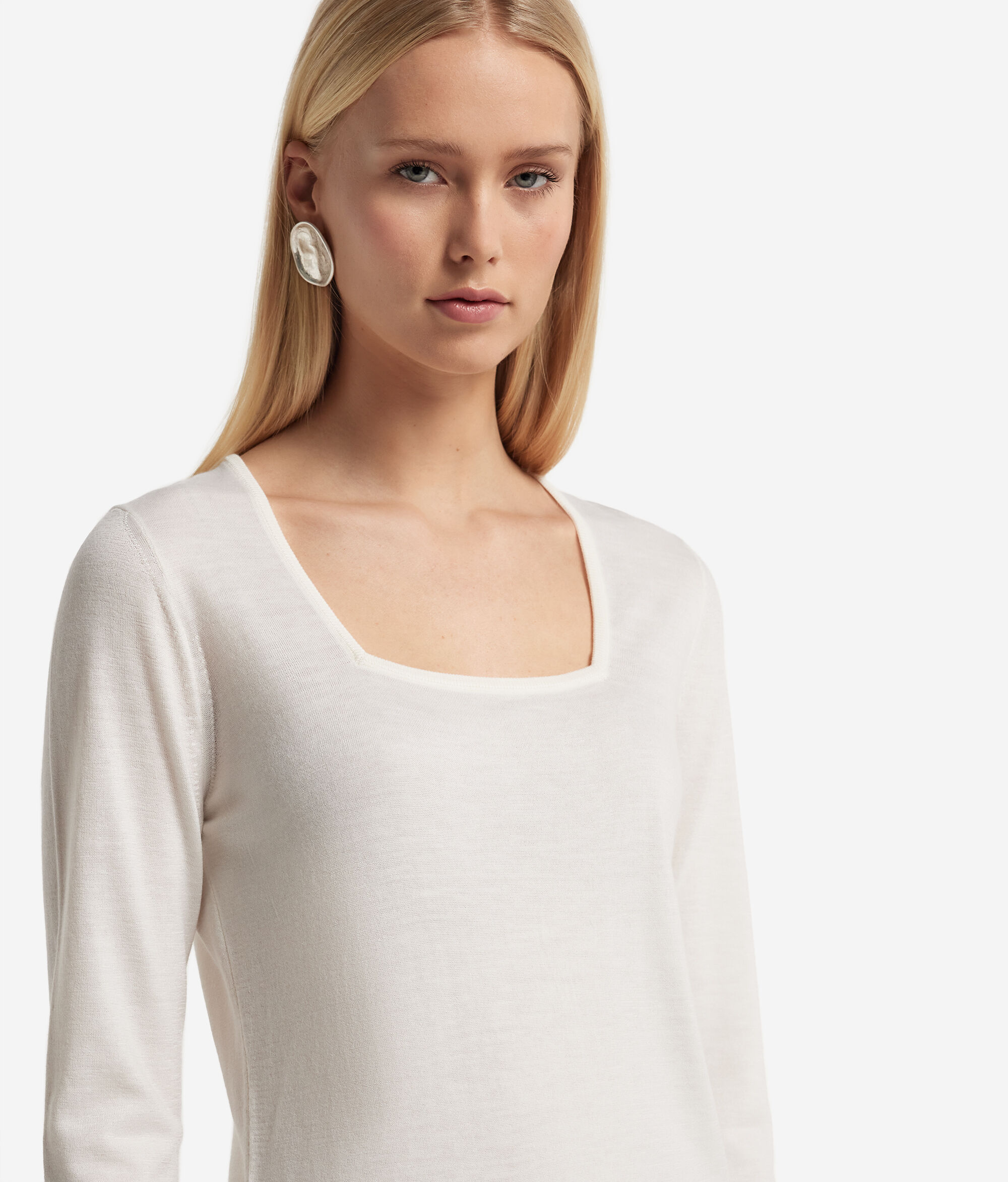 Camisola com decote quadrado em Caxemira Ultrafine