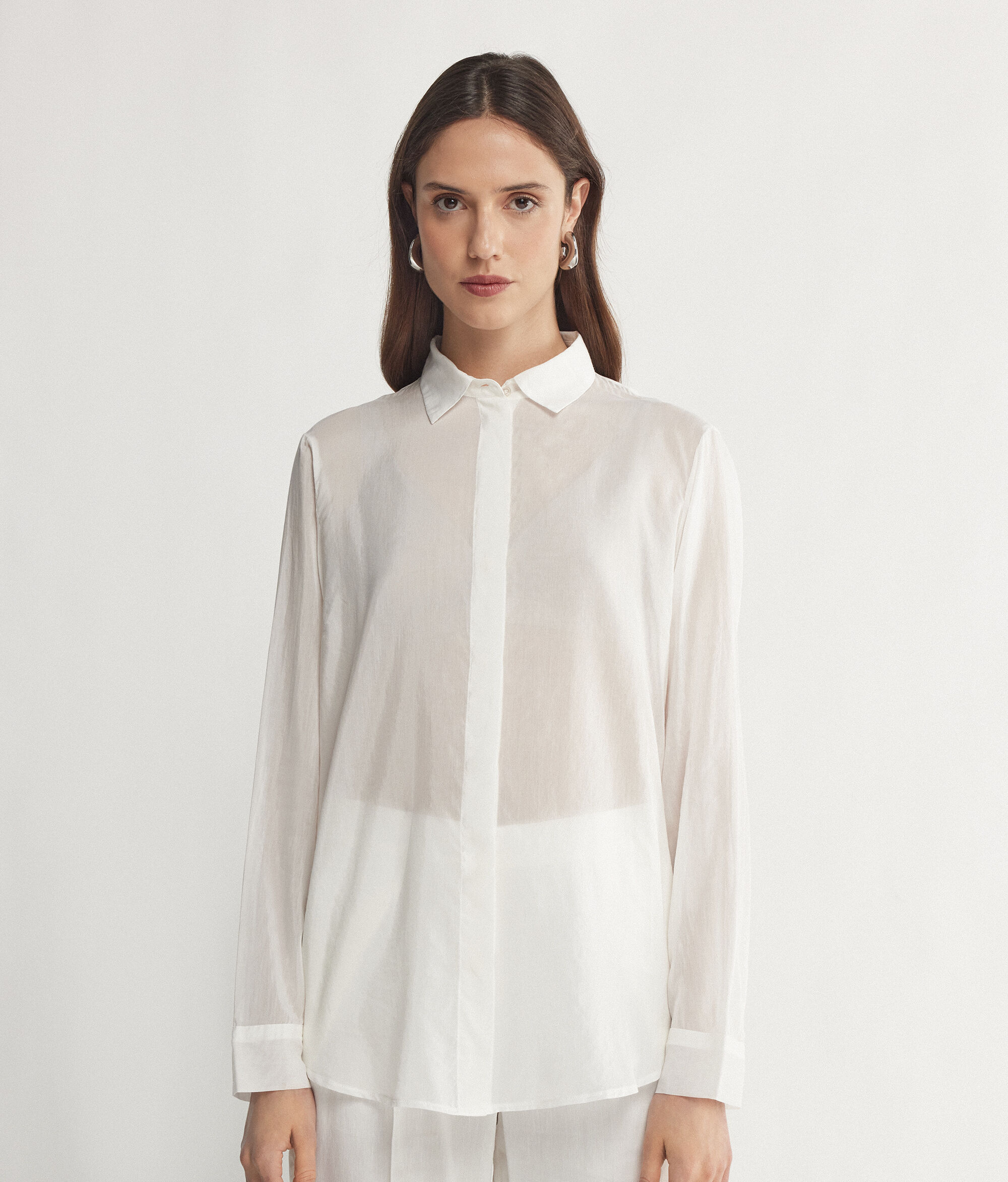 Collared Cotton Muslin Shirt
