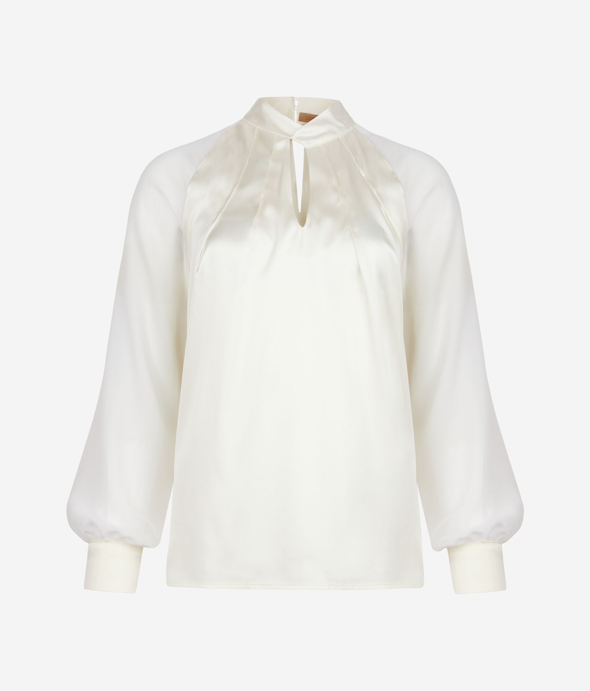 Blusa con cuello cruzado en raso de seda