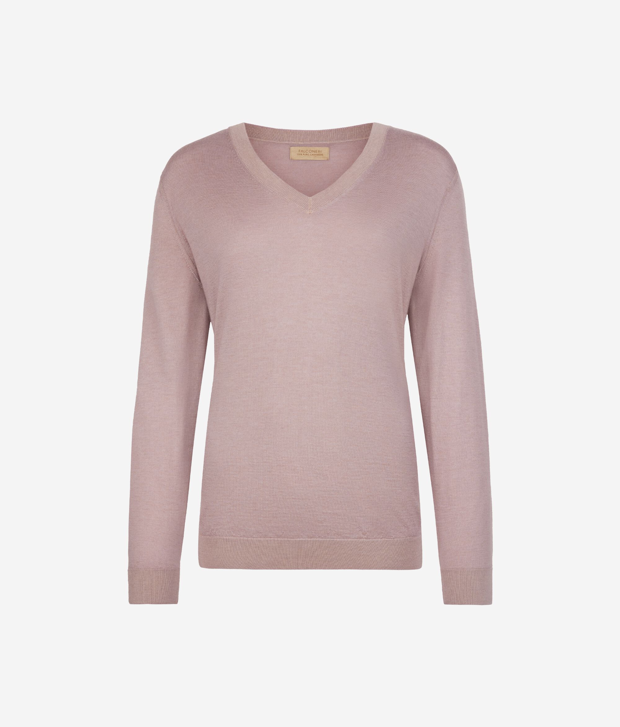 Jersey con cuello de pico de cashmere ultrafine