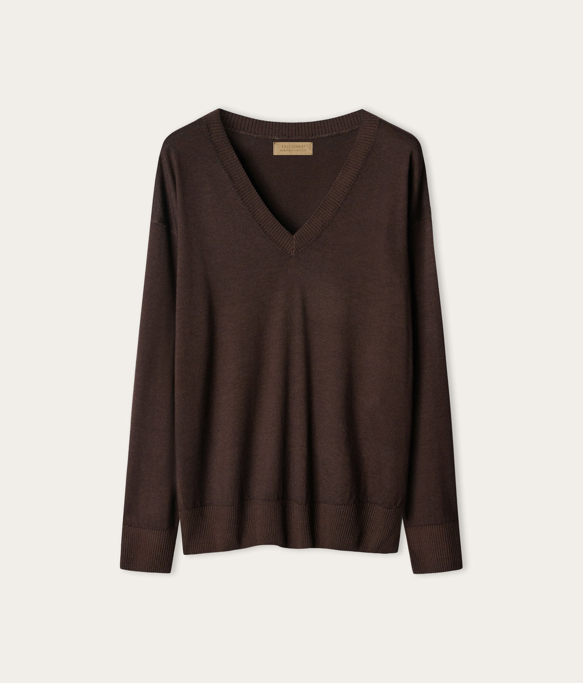 Μπλούζα με λαιμόκοψη V από cashmere με σκισίματα