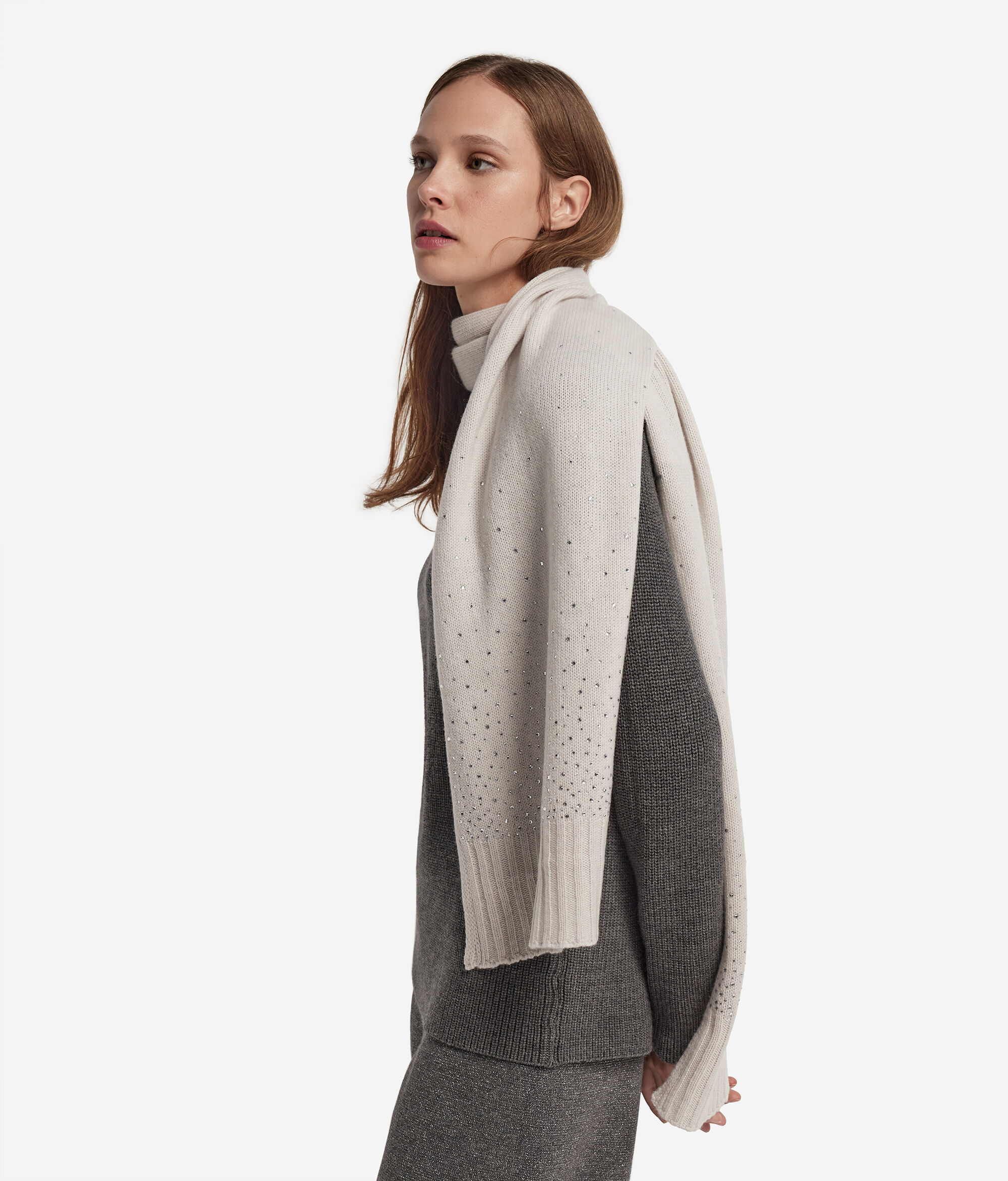 Sciarpa con strass in cashmere