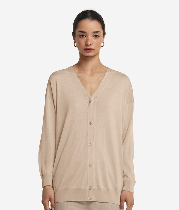 Кардиган из шелка и хлопка