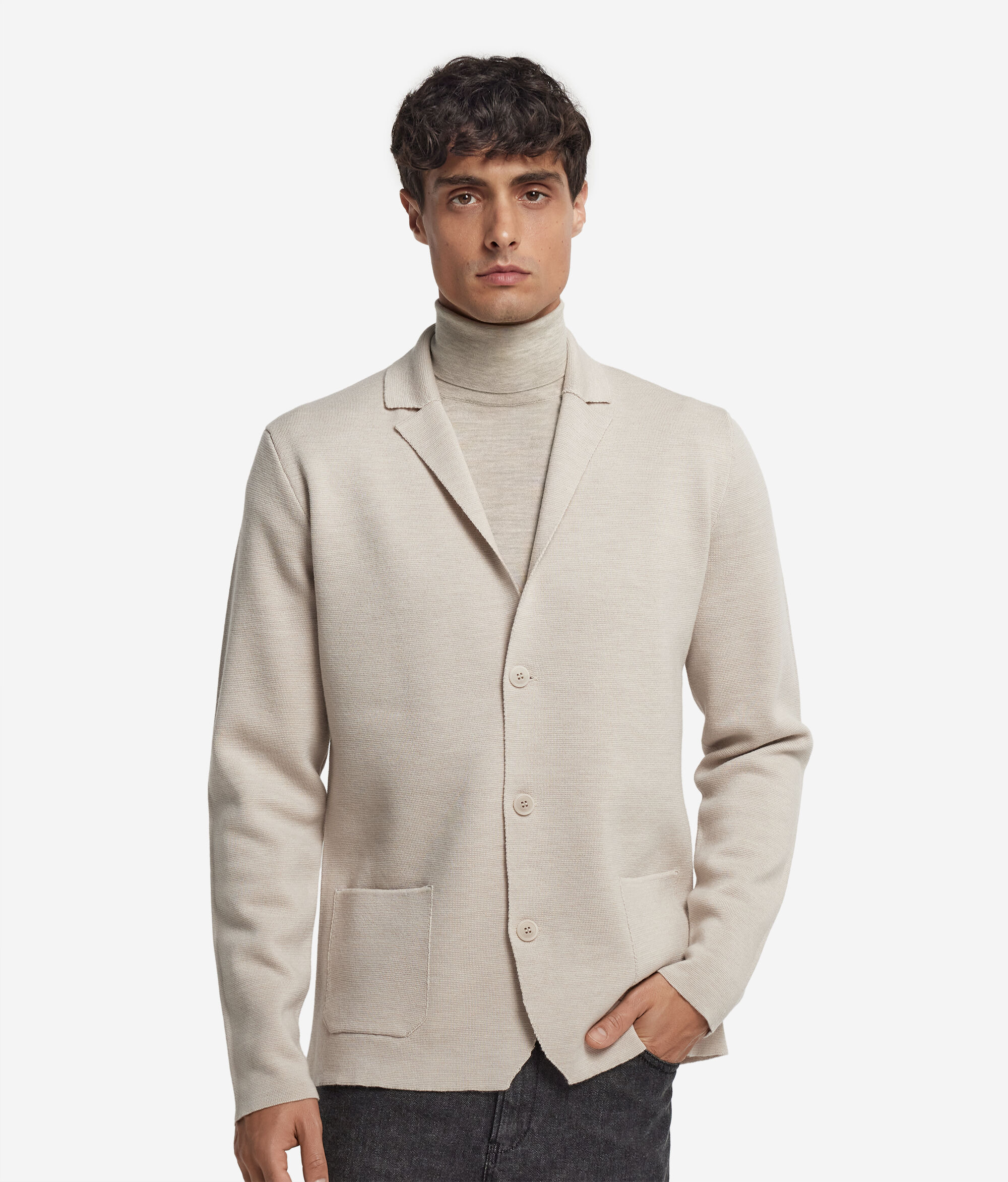 Wool stitched fabric jacket