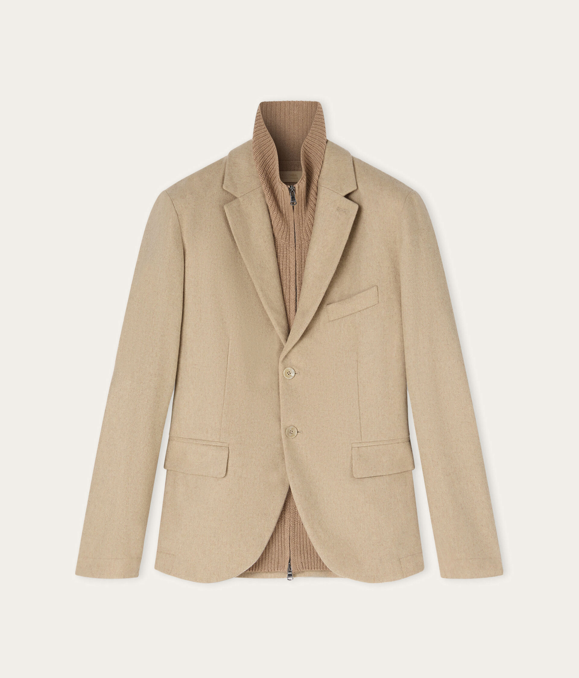 Cashmere jacket with leather patches