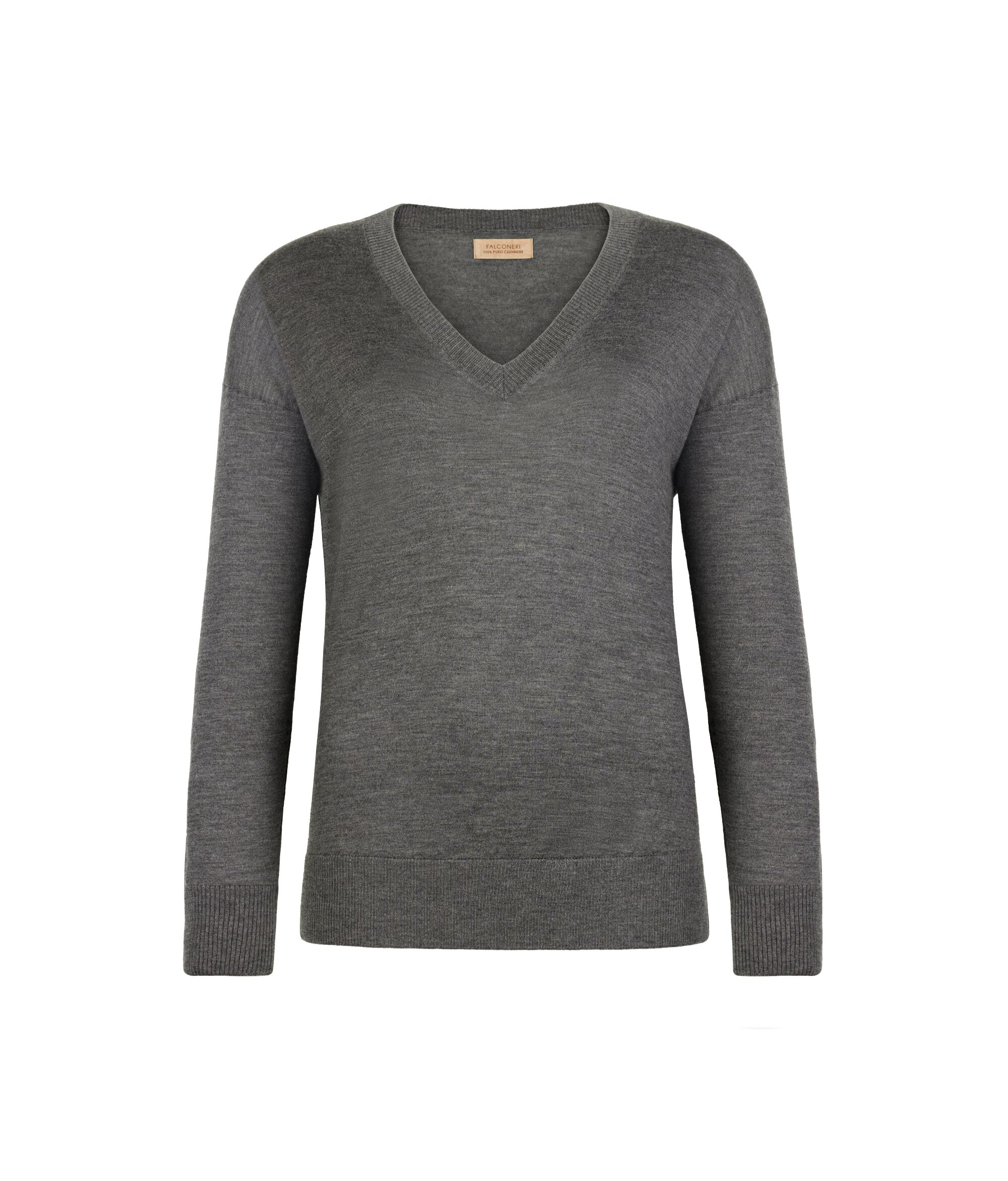 Pullover mit V-Ausschnitt und Schlitzen aus Kaschmir