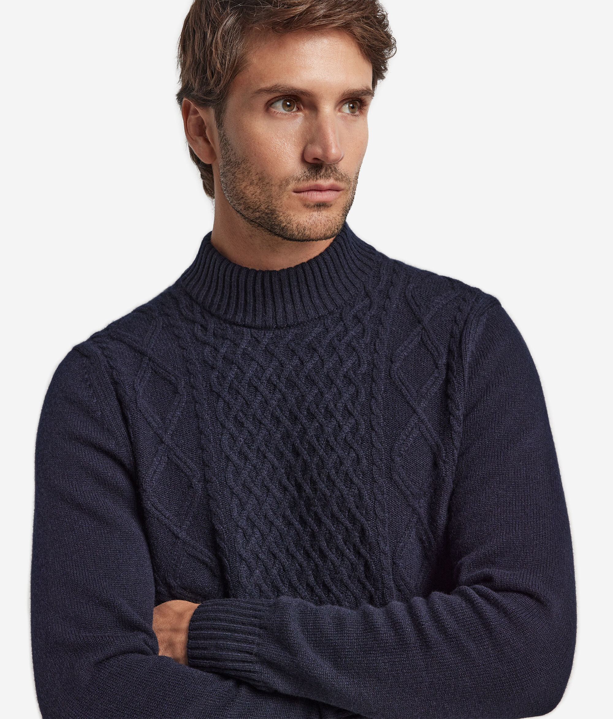 Водолазка с рыбацким узором из ультрамягкого кашемира