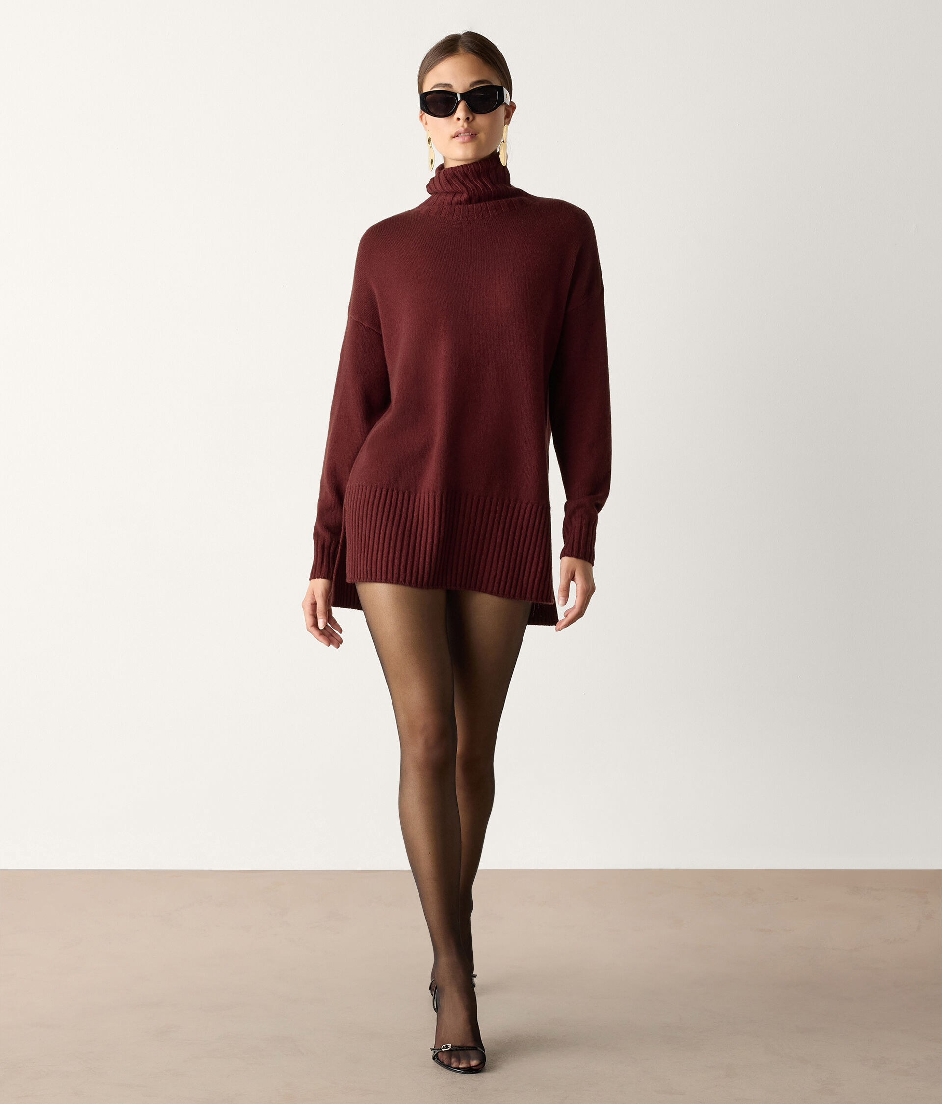 Camisola Oversize de Gola Alta em Ultrasoft Cashmere
