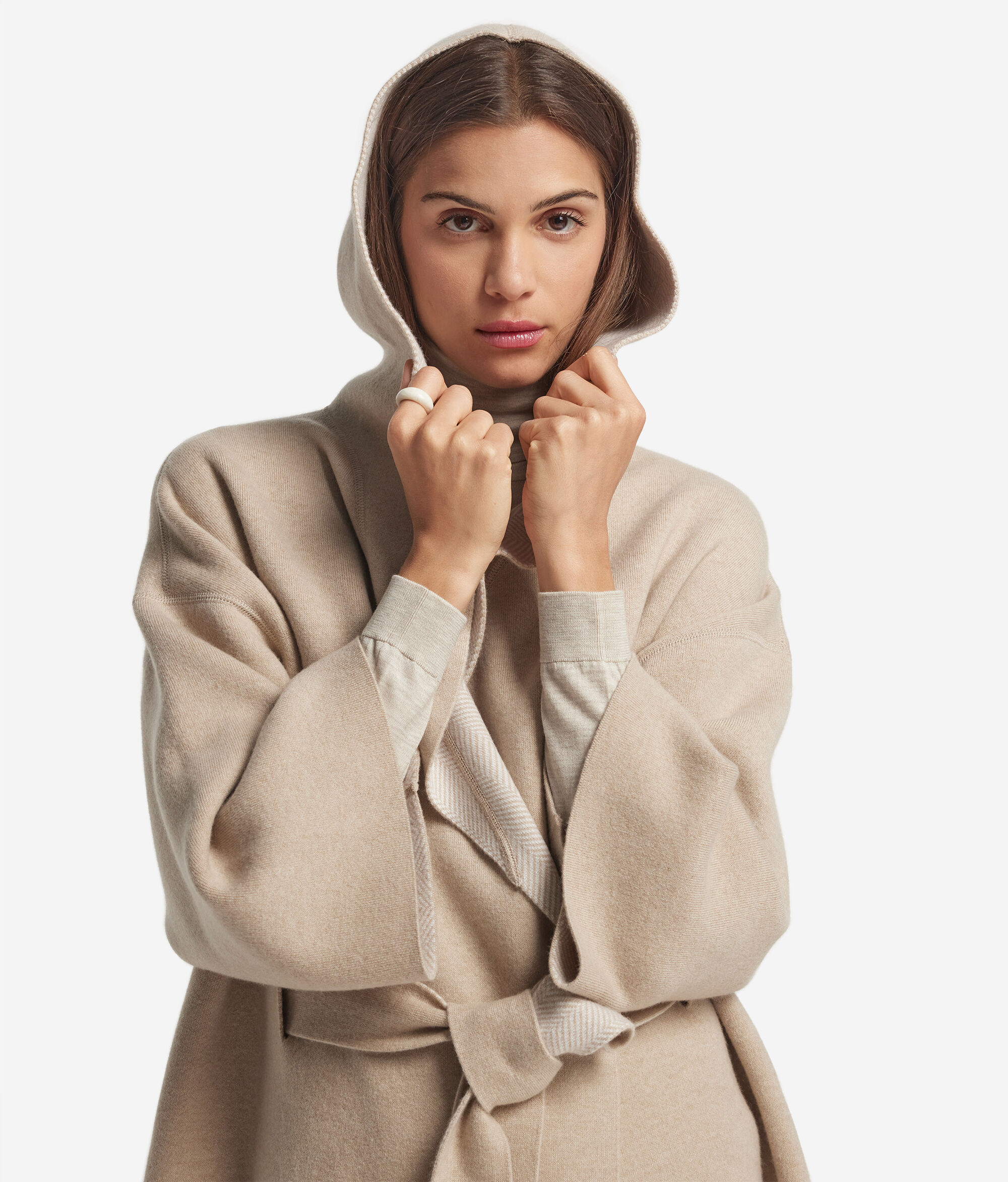 Ultrasoft Cashmere reversible hooded cape