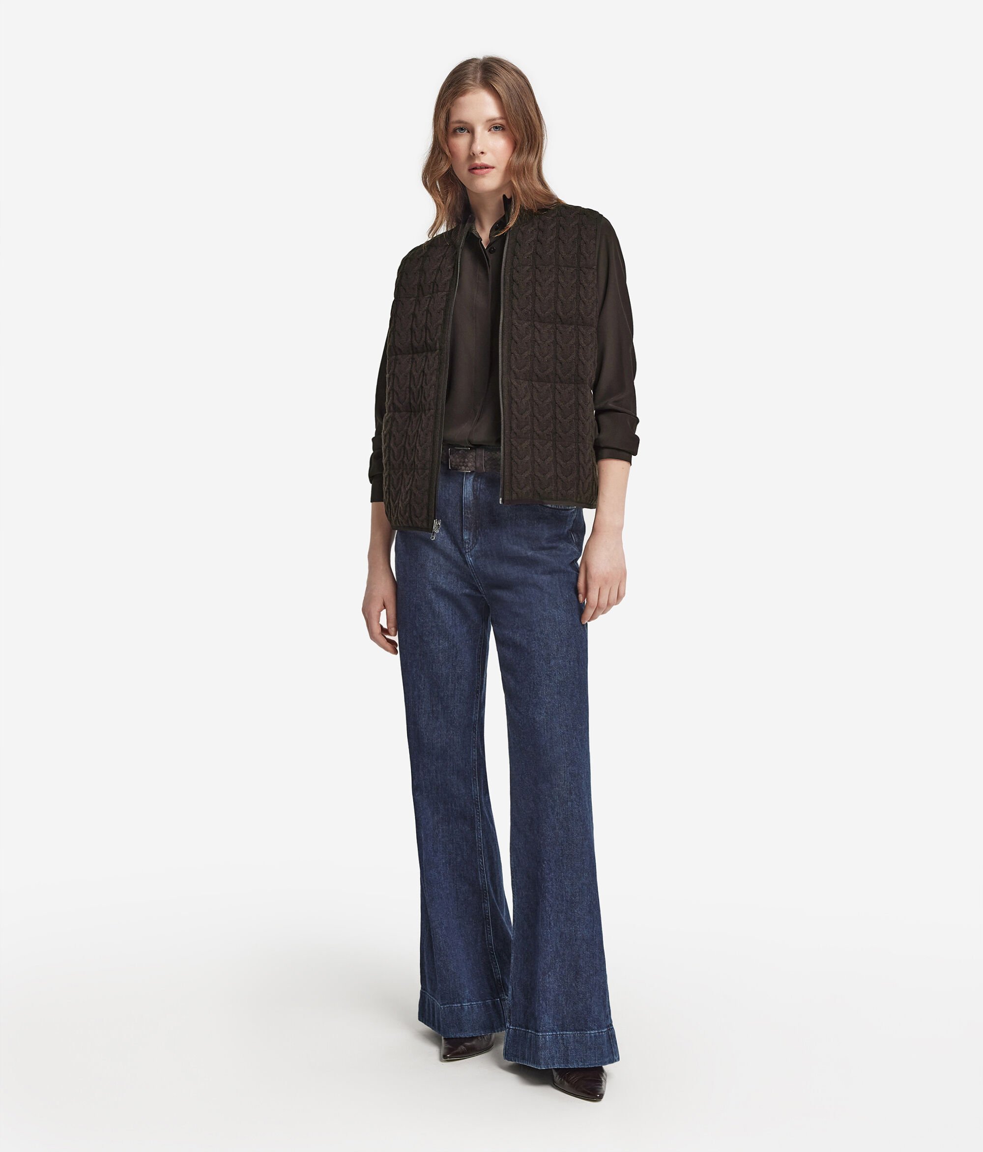 Woven cashmere down vest