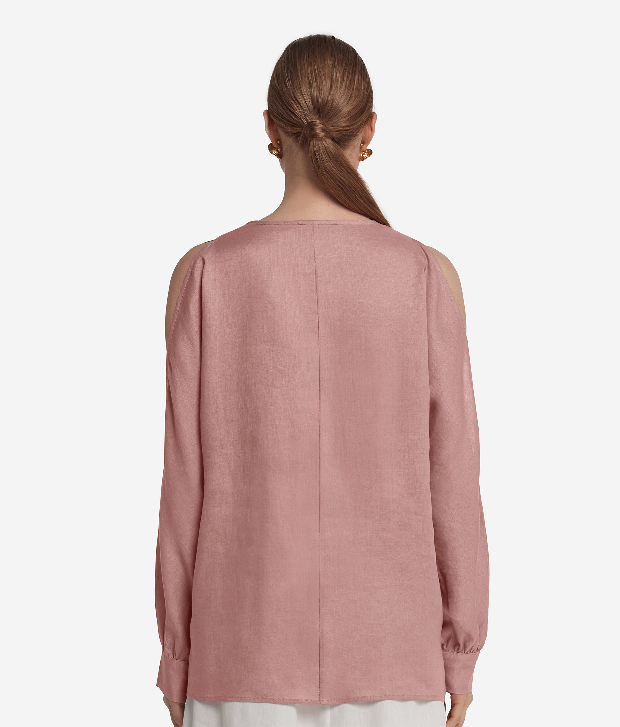Linen Shirt with Cut-Out Shoulders