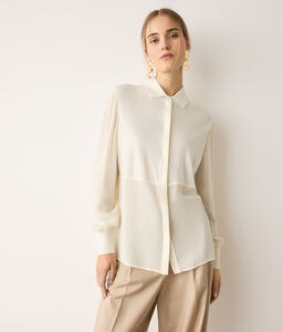 Camicia in seta e cashmere - WHITE