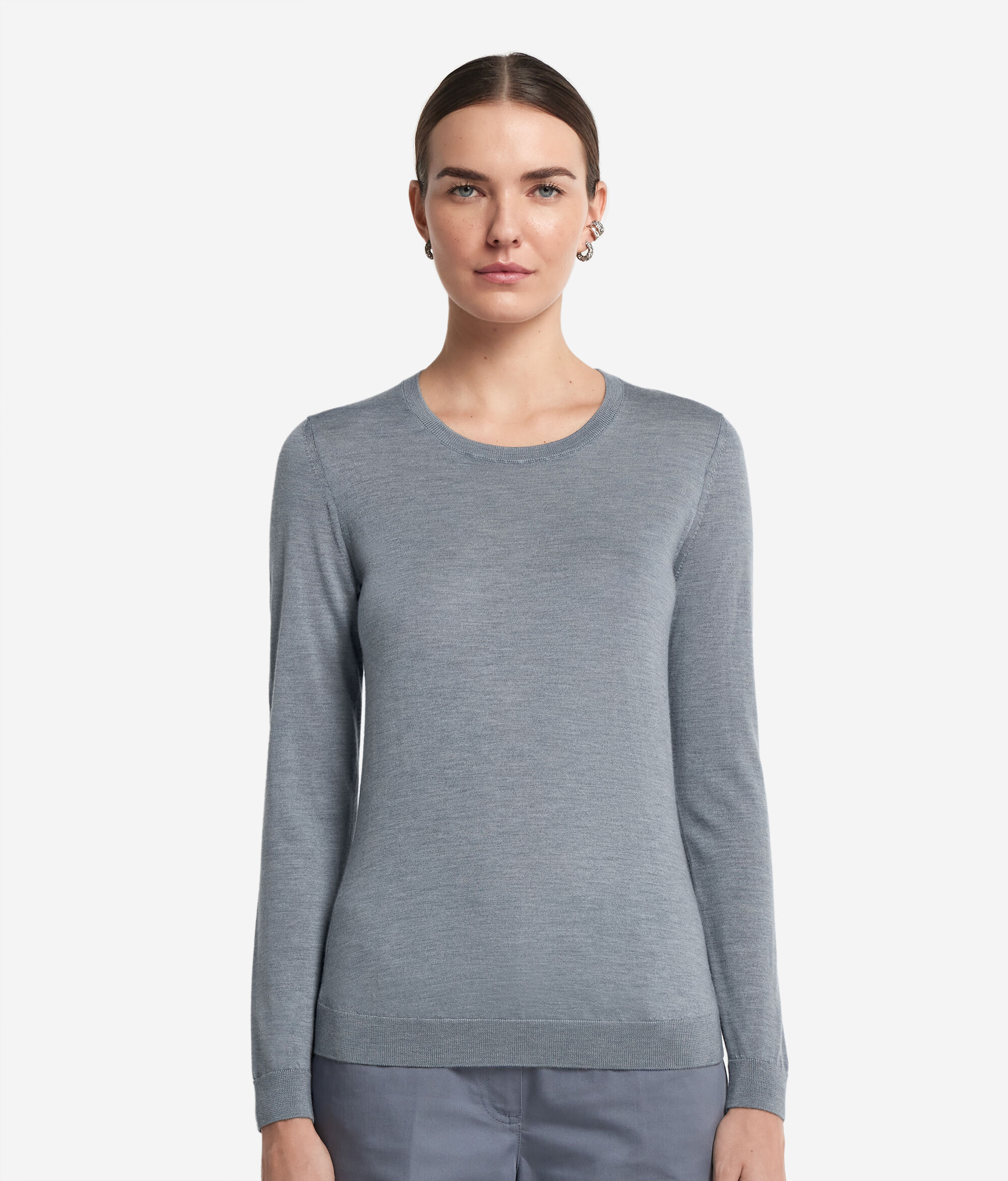 Pull femme à col rond en cachemire ultra-fin