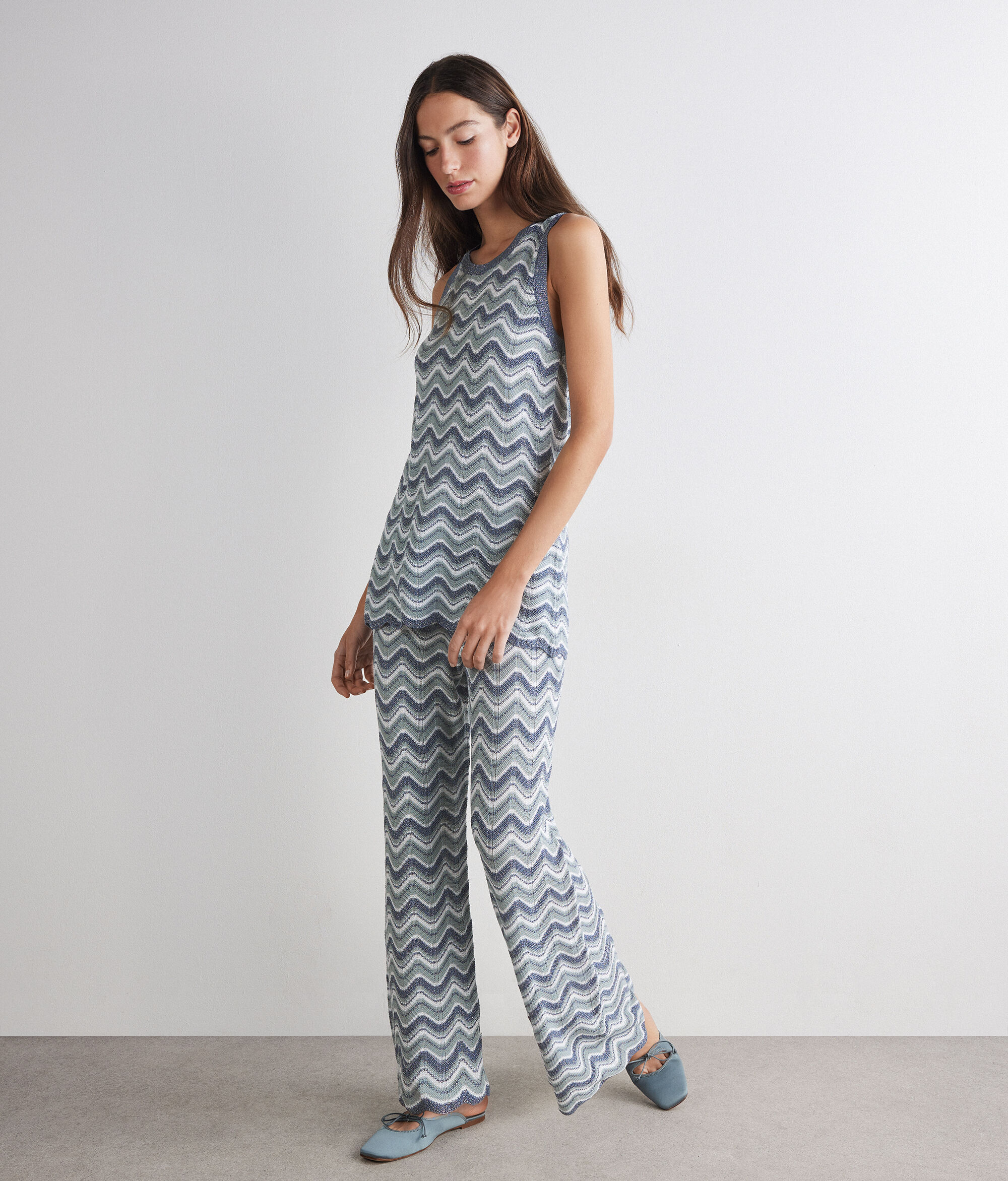 Chevron lamé pants