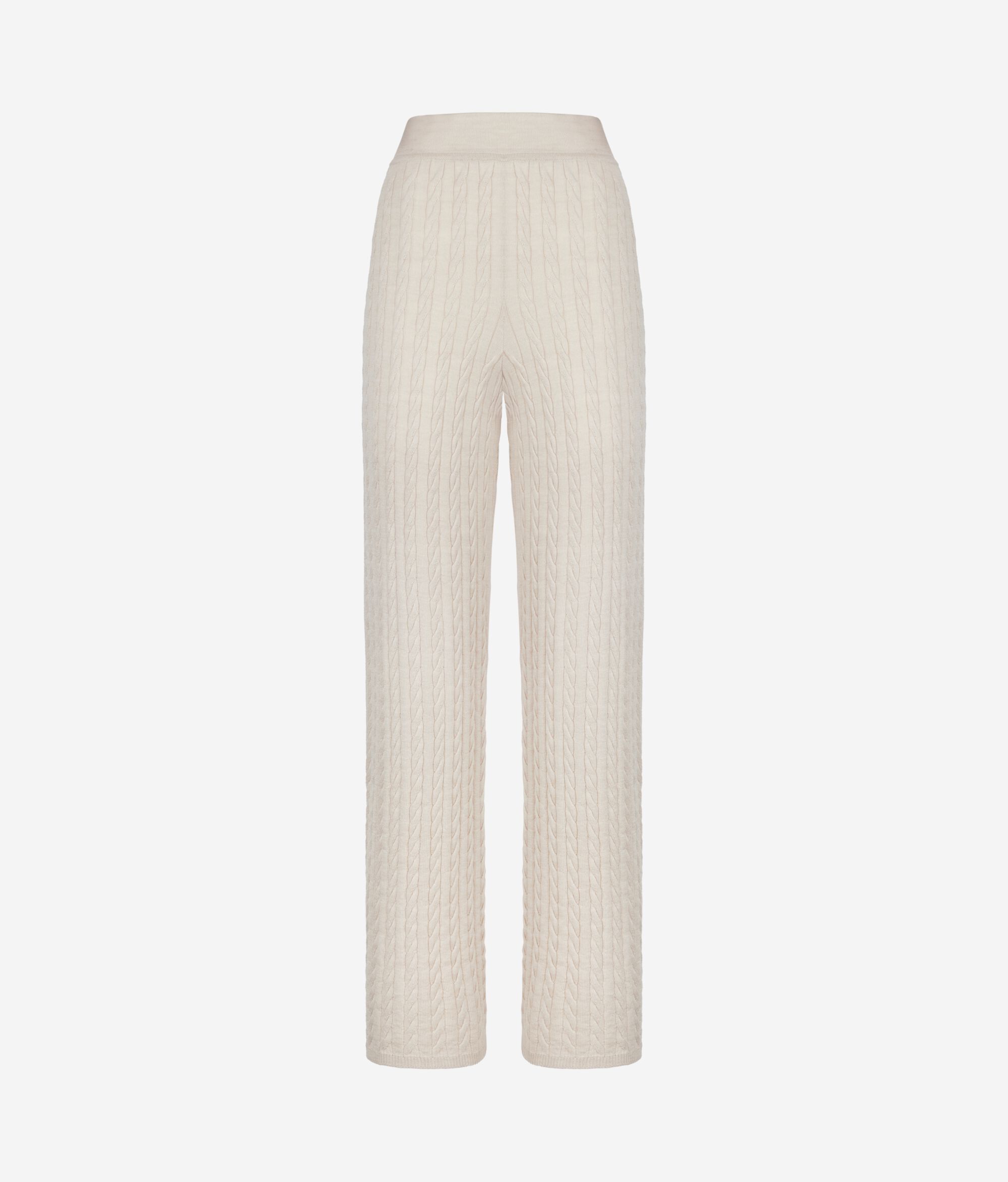 Weite Wollhose mit Zopfmuster