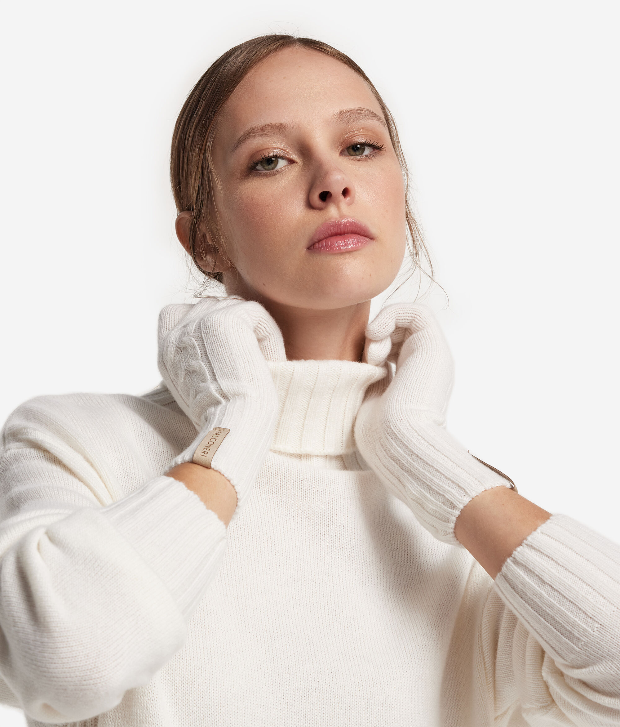 Guanti con intreccio in Cashmere Ultrasoft
