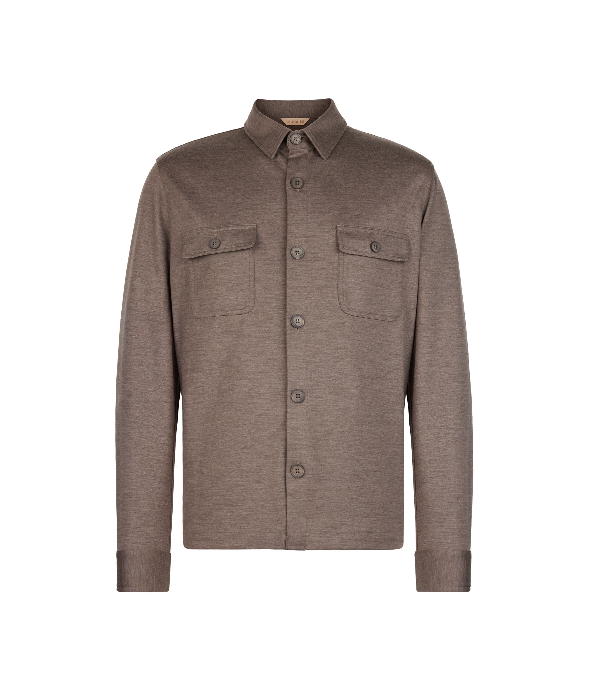 Wool jersey overshirt Colore Dove Grey Brown