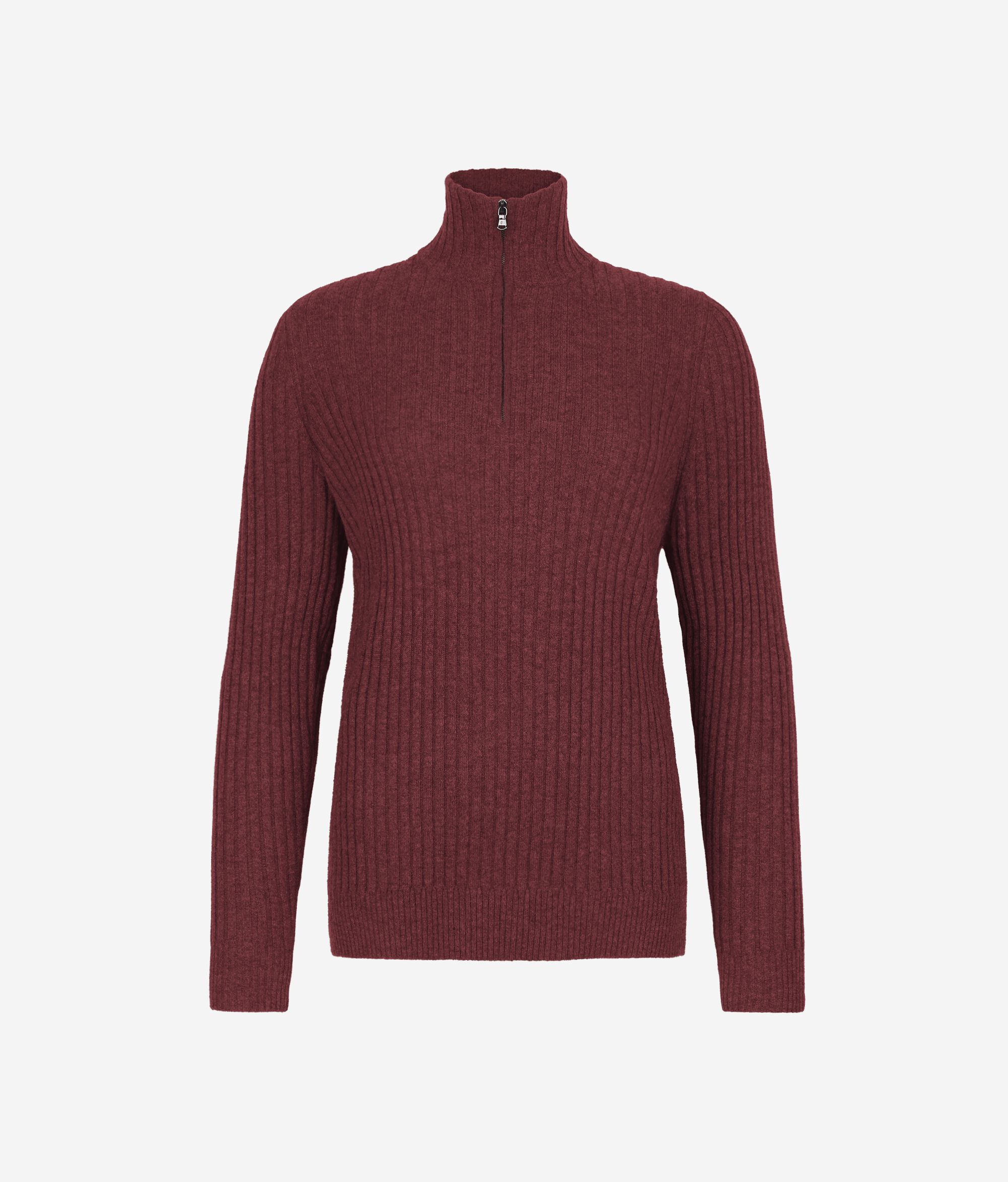 Ribbed Ultrasoft Cashmere jumper with half zip