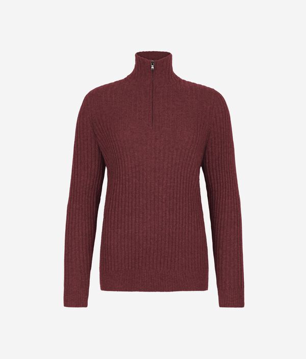 Джемпер с неразъёмной молнией из ультрамягкого кашемира в рубчик