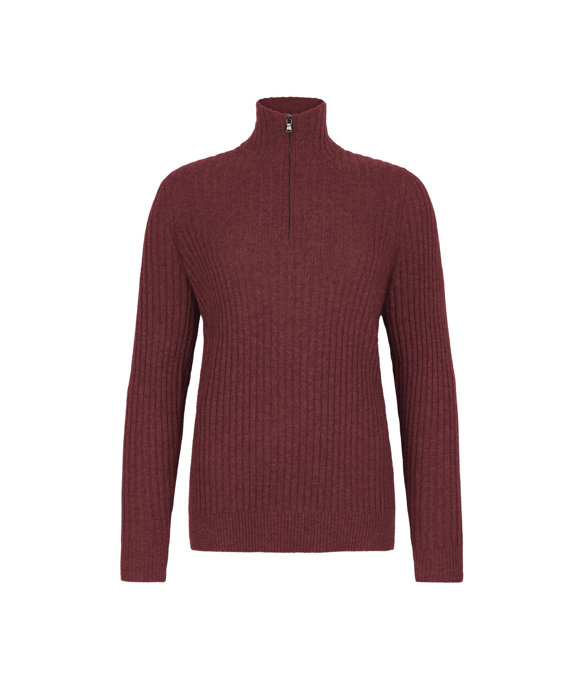 Gerippter Pullover mit kurzem Reißverschluss aus Kaschmir Ultrasoft