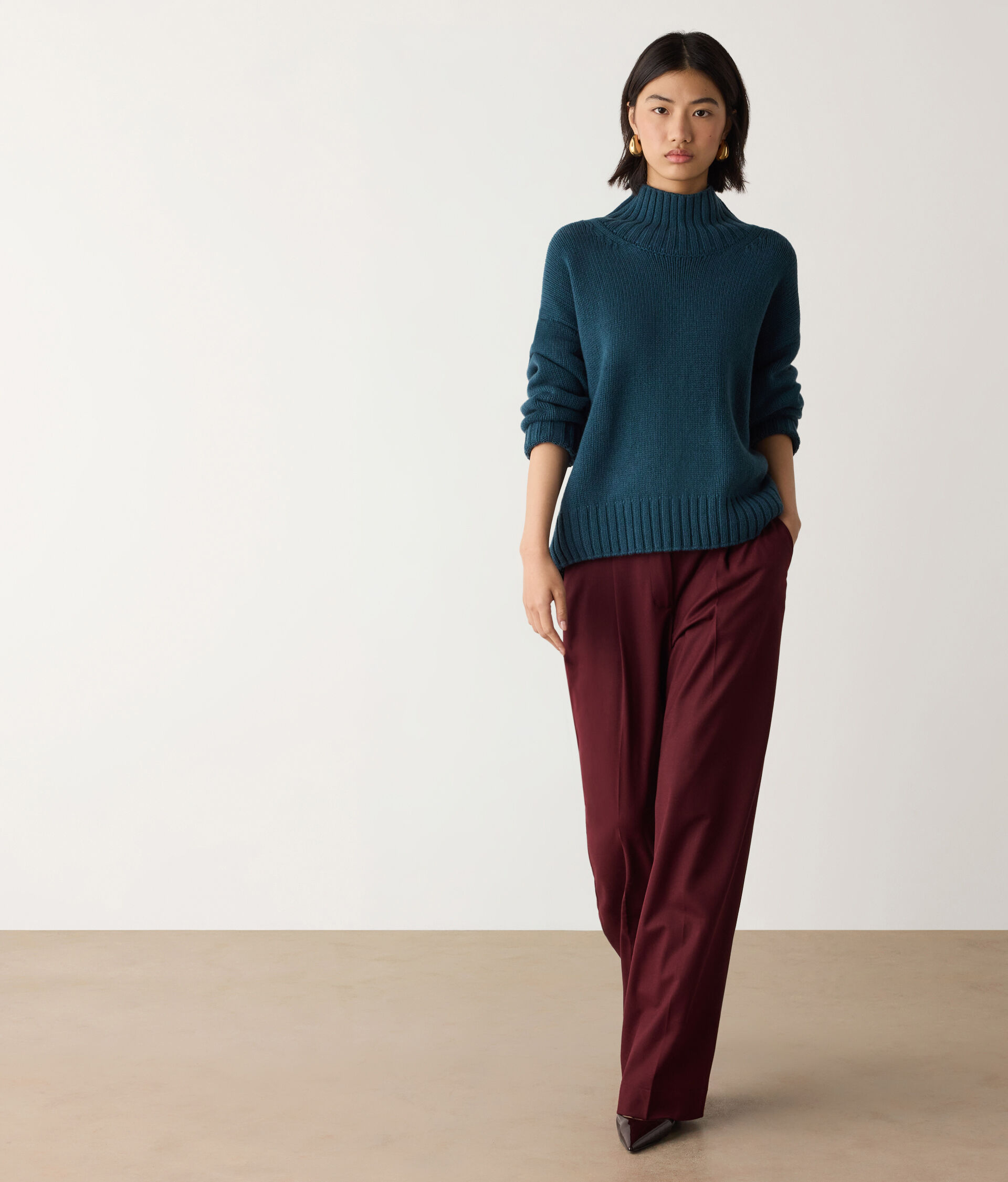 Pull à col cheminée en tricot de cachemire