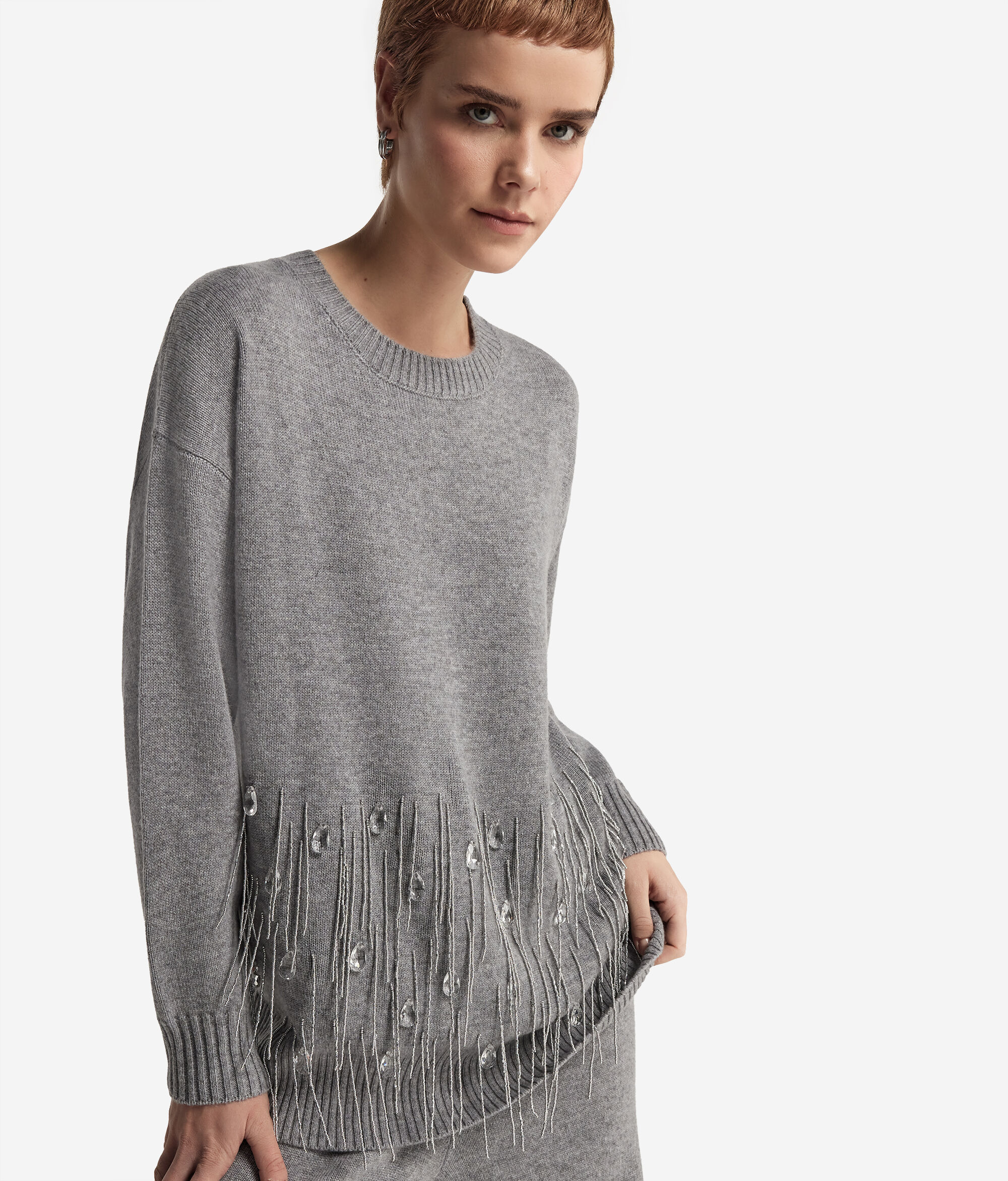 Cashmere Jumper with Fringing