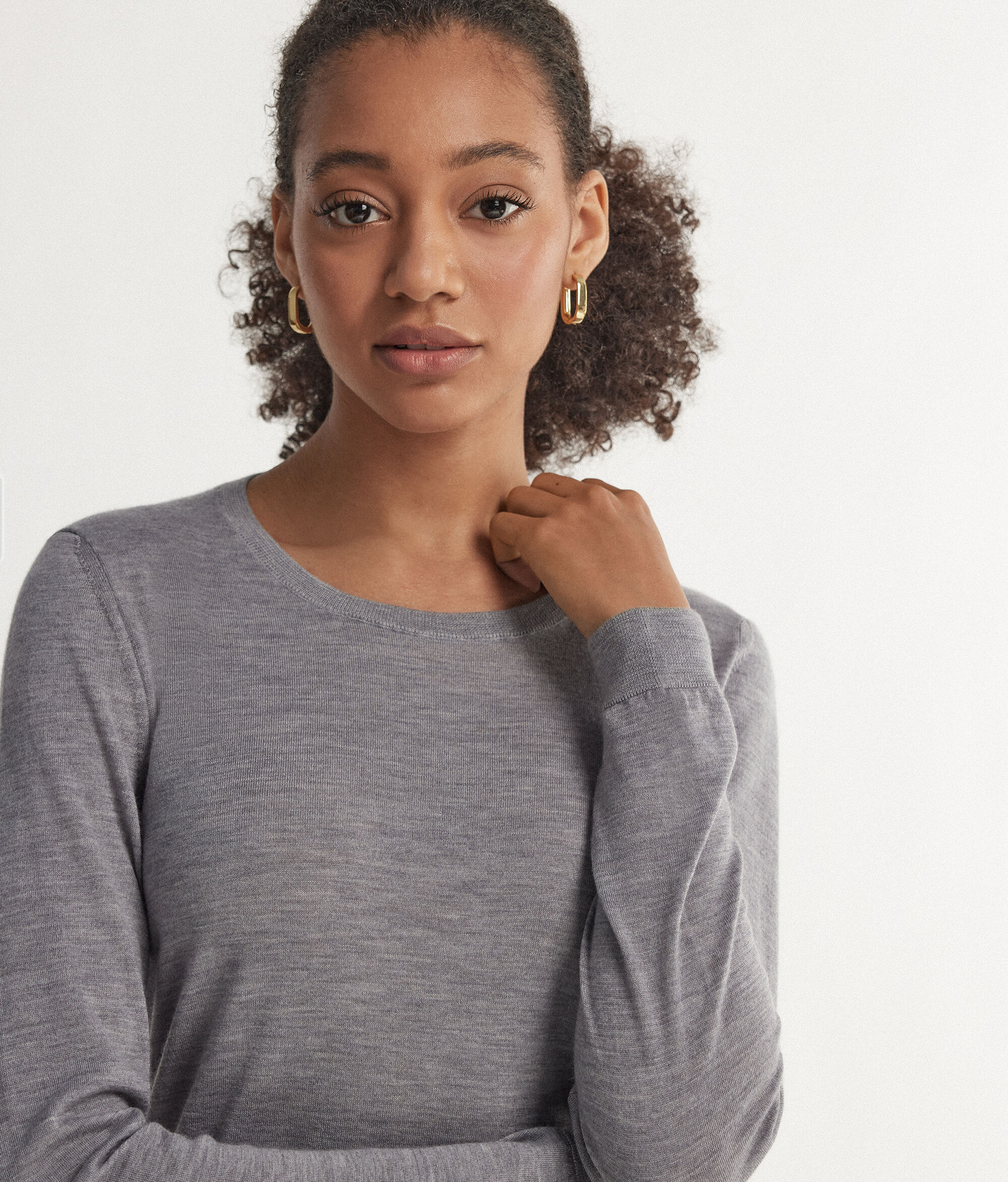 Camisola com Decote Redondo em Ultrafine Cashmere