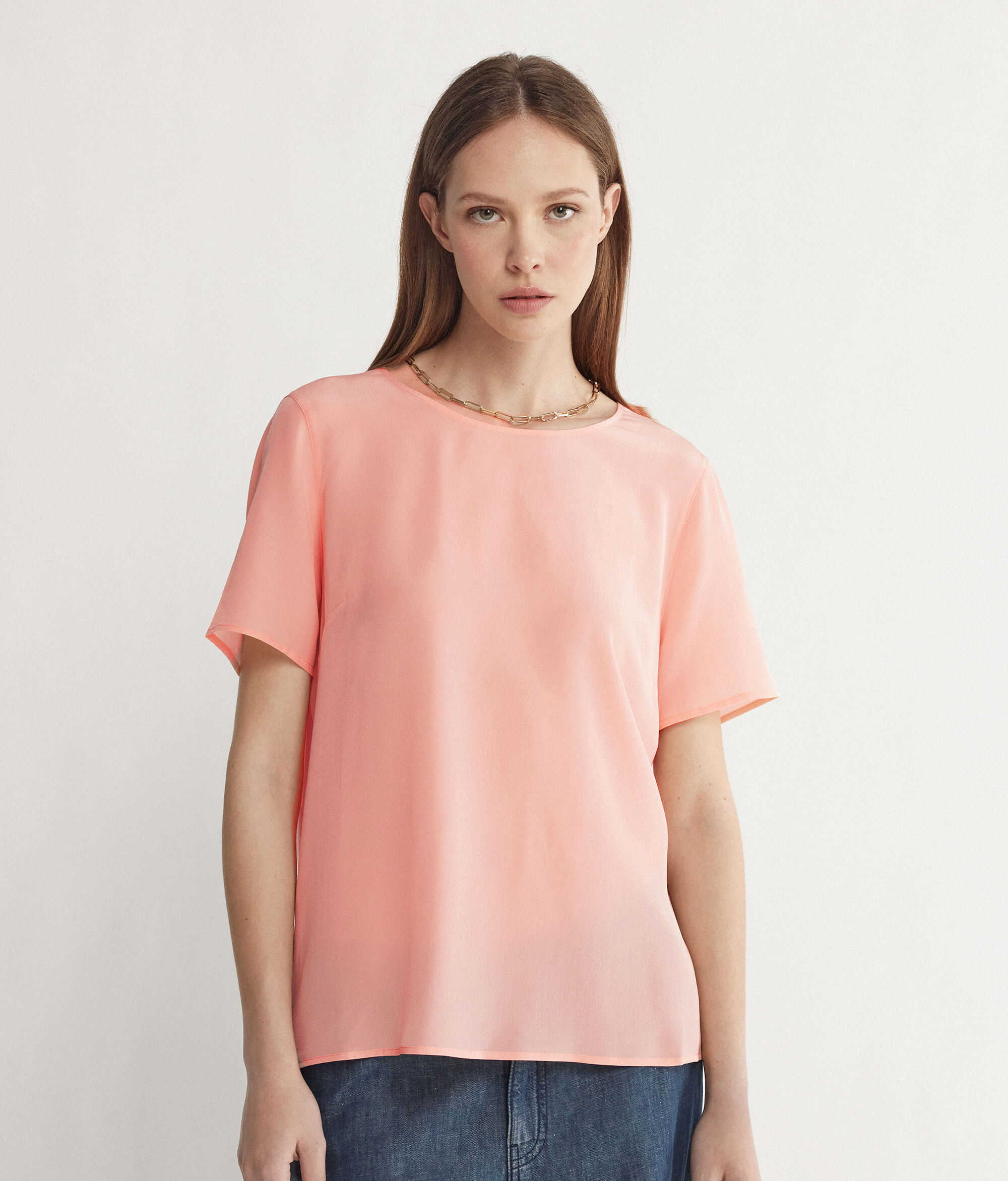 Yuvarlak Yaka İpek T-shirt
