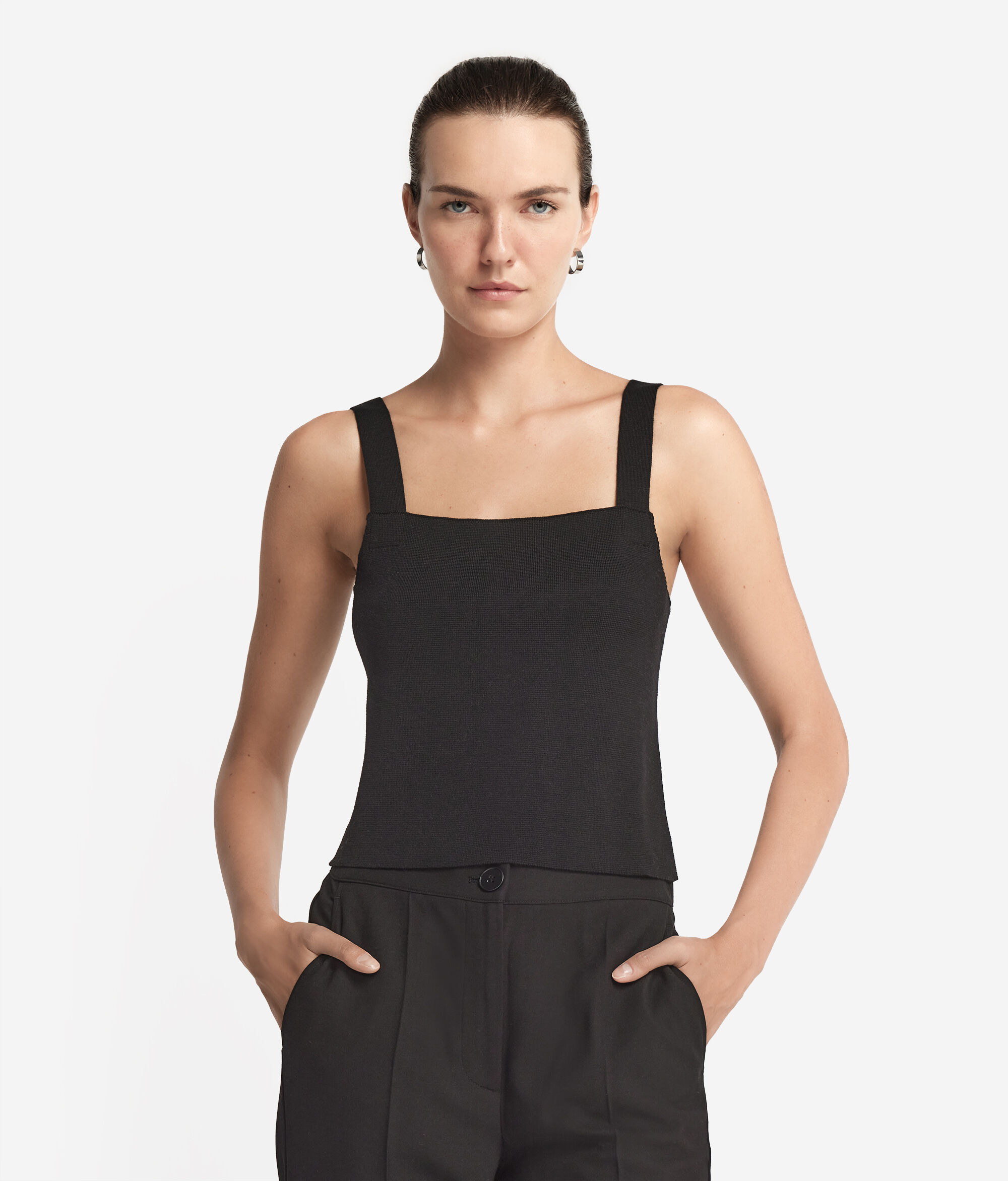Crop Top Punto Stoffa in Lana