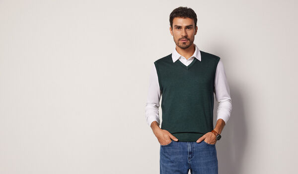 Armilla amb escot en punta de Cashmere Ultrafine
