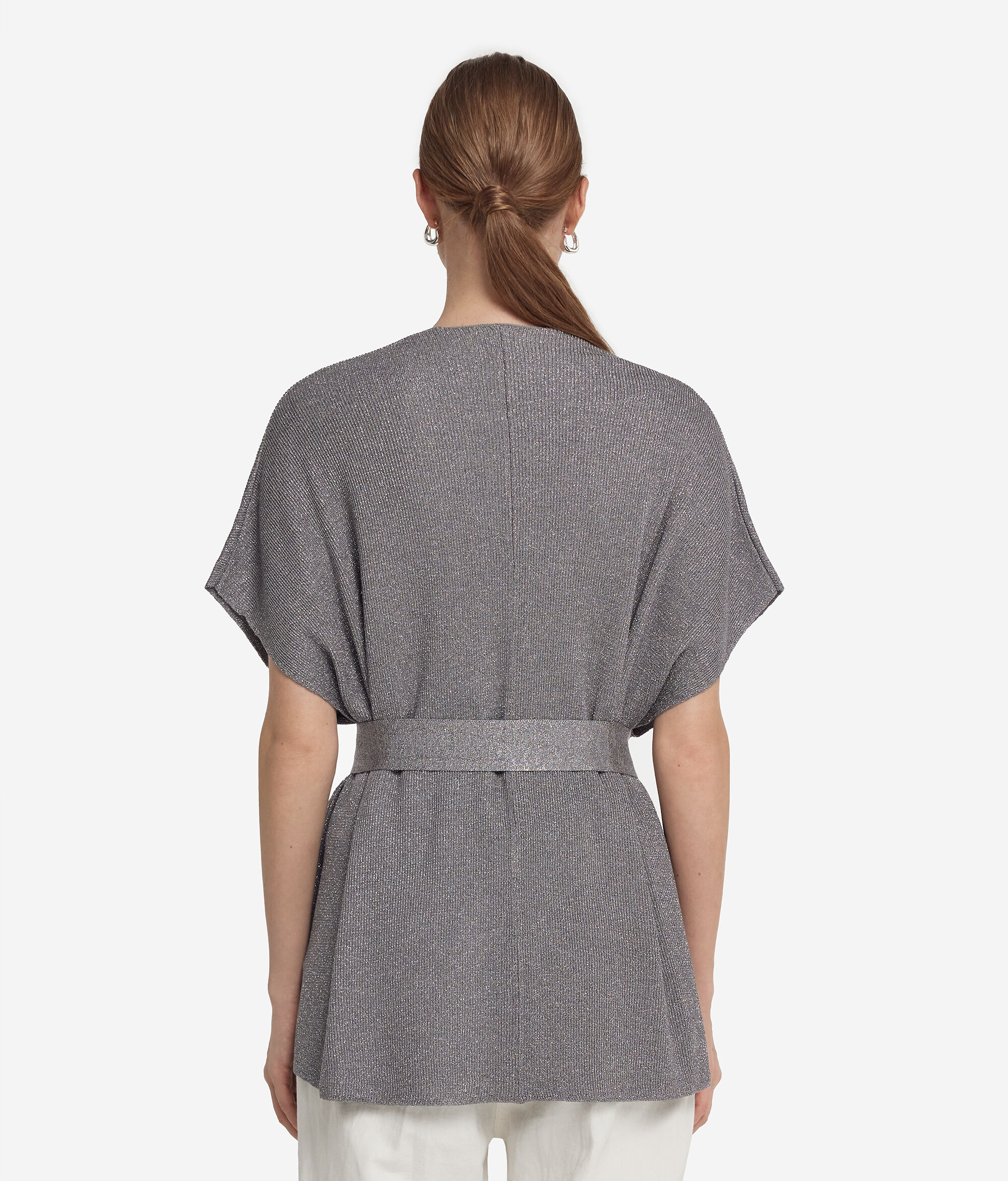 Gerippter Kimono mit Lamé-Garn