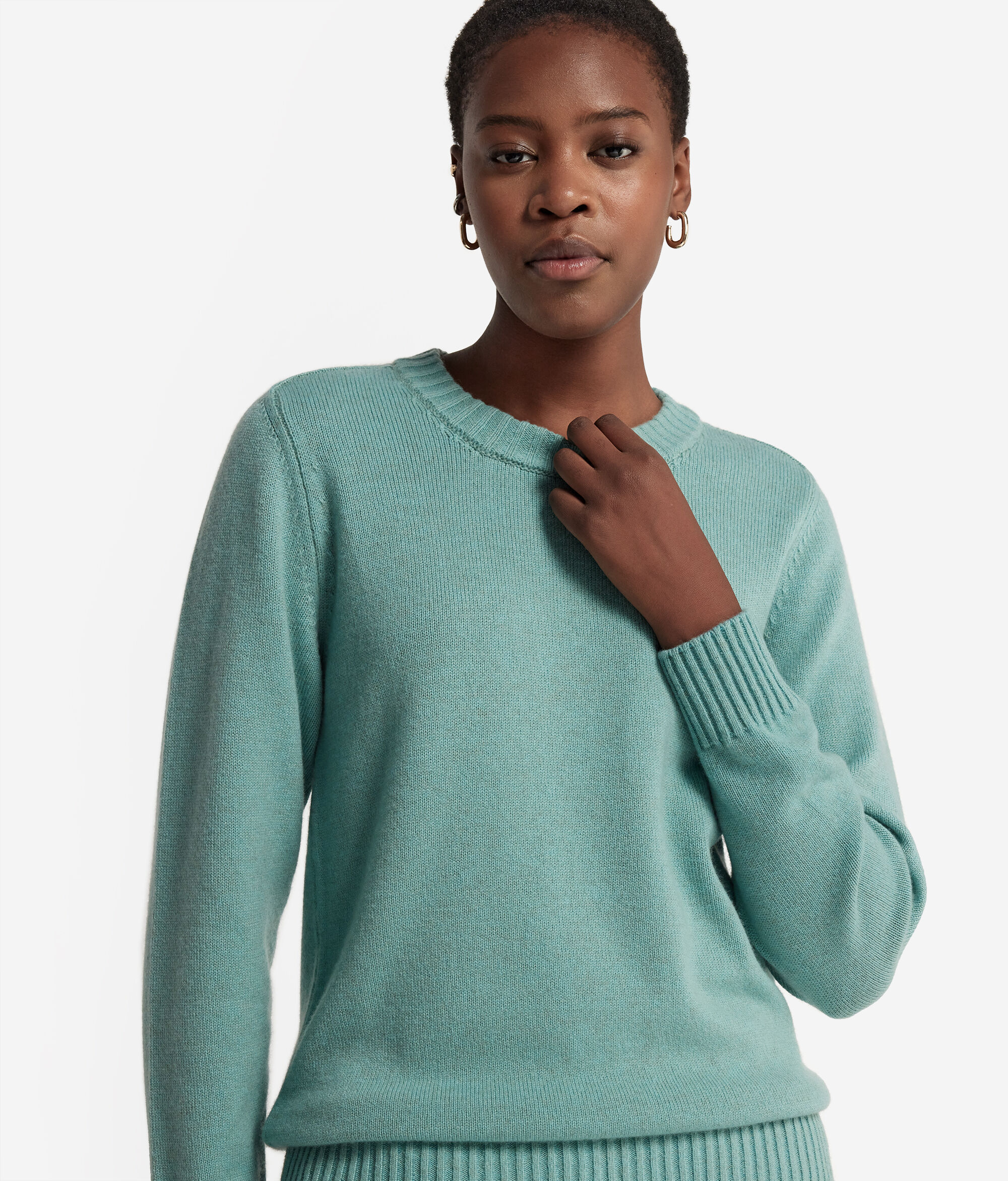 Ultrasoft Cashmere Reglan Omuz Detaylı Yuvarlak Yaka Kazak