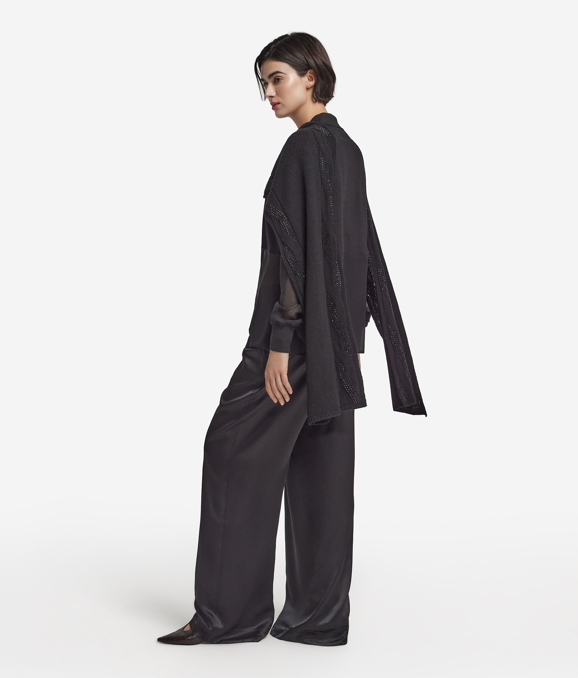 Bufanda con ochos y strass de cashmere ultrasoft