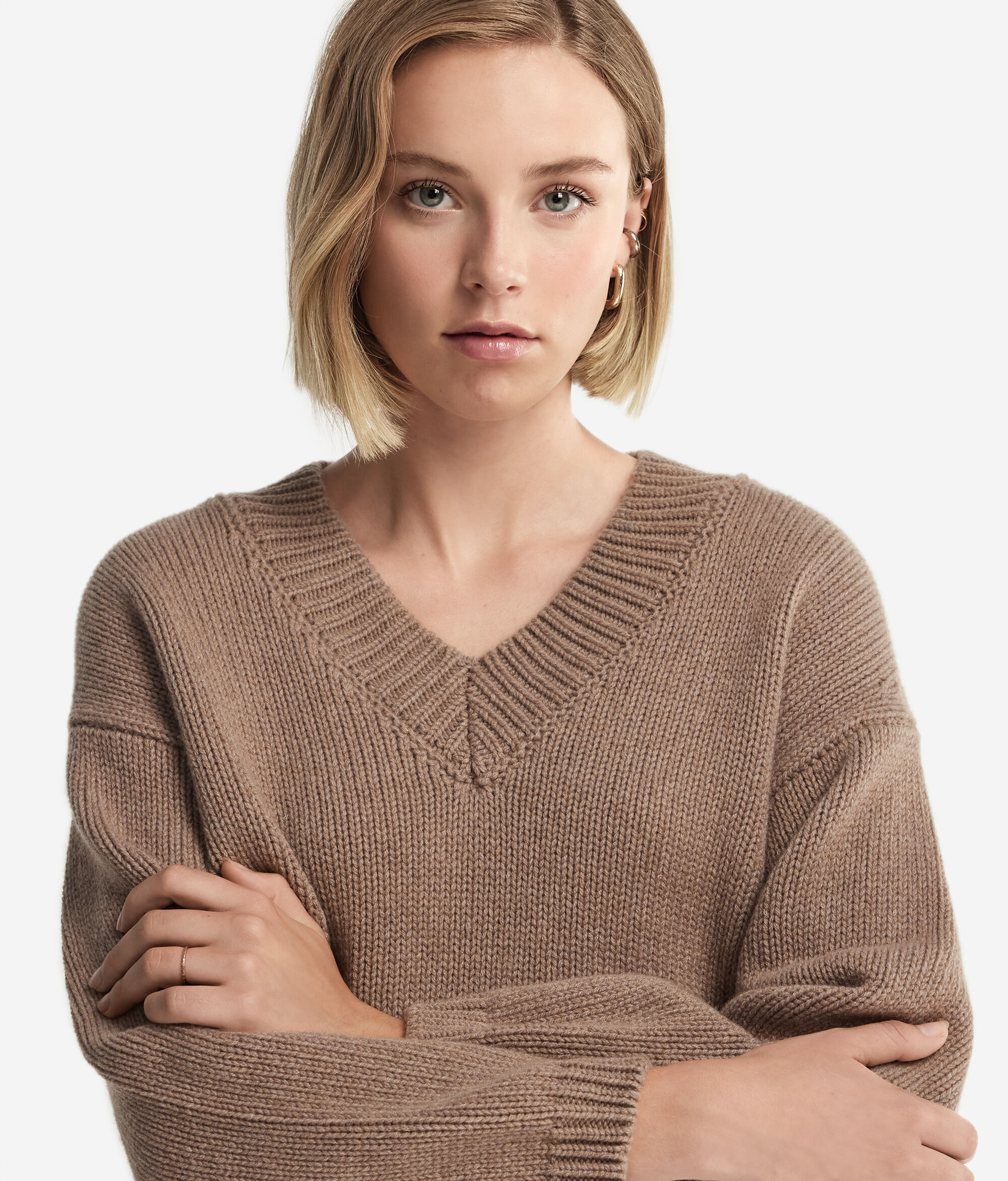 Tricot-Pullover mit V-Ausschnitt aus Kaschmir Ultrasoft