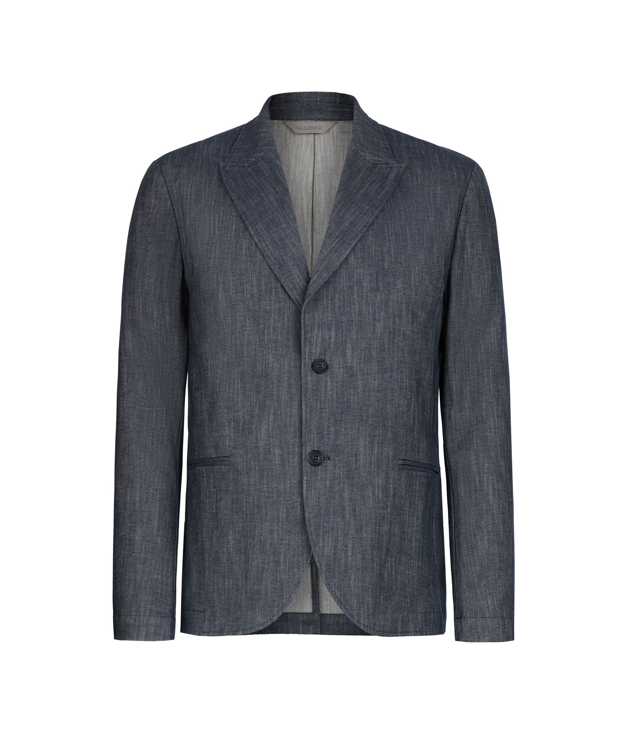 Single-breasted denim-effect jacket in shot cotton