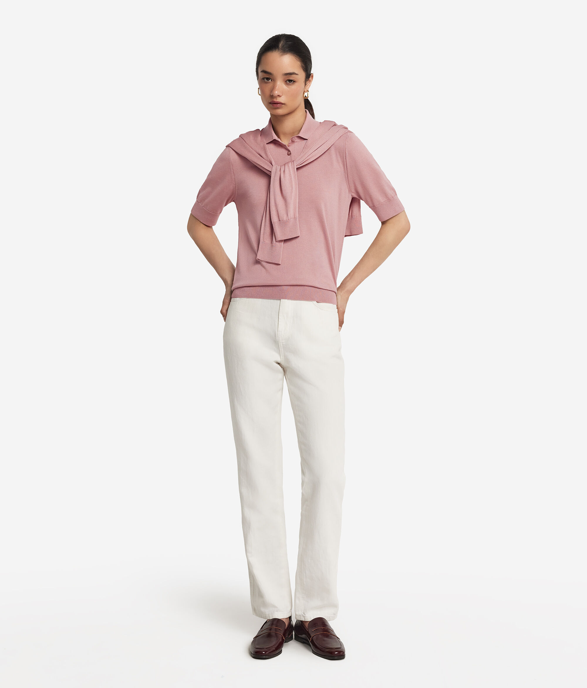 Silk Cotton Blend Polo