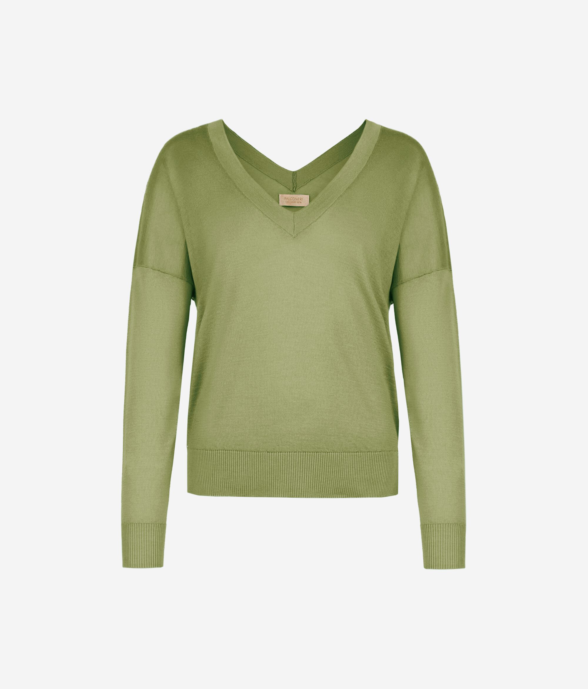 Cashmere and silk double V-neck sweater