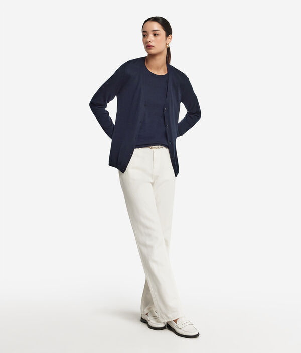 Strickjacke mit V-Ausschnitt aus Kaschmir Ultrafine