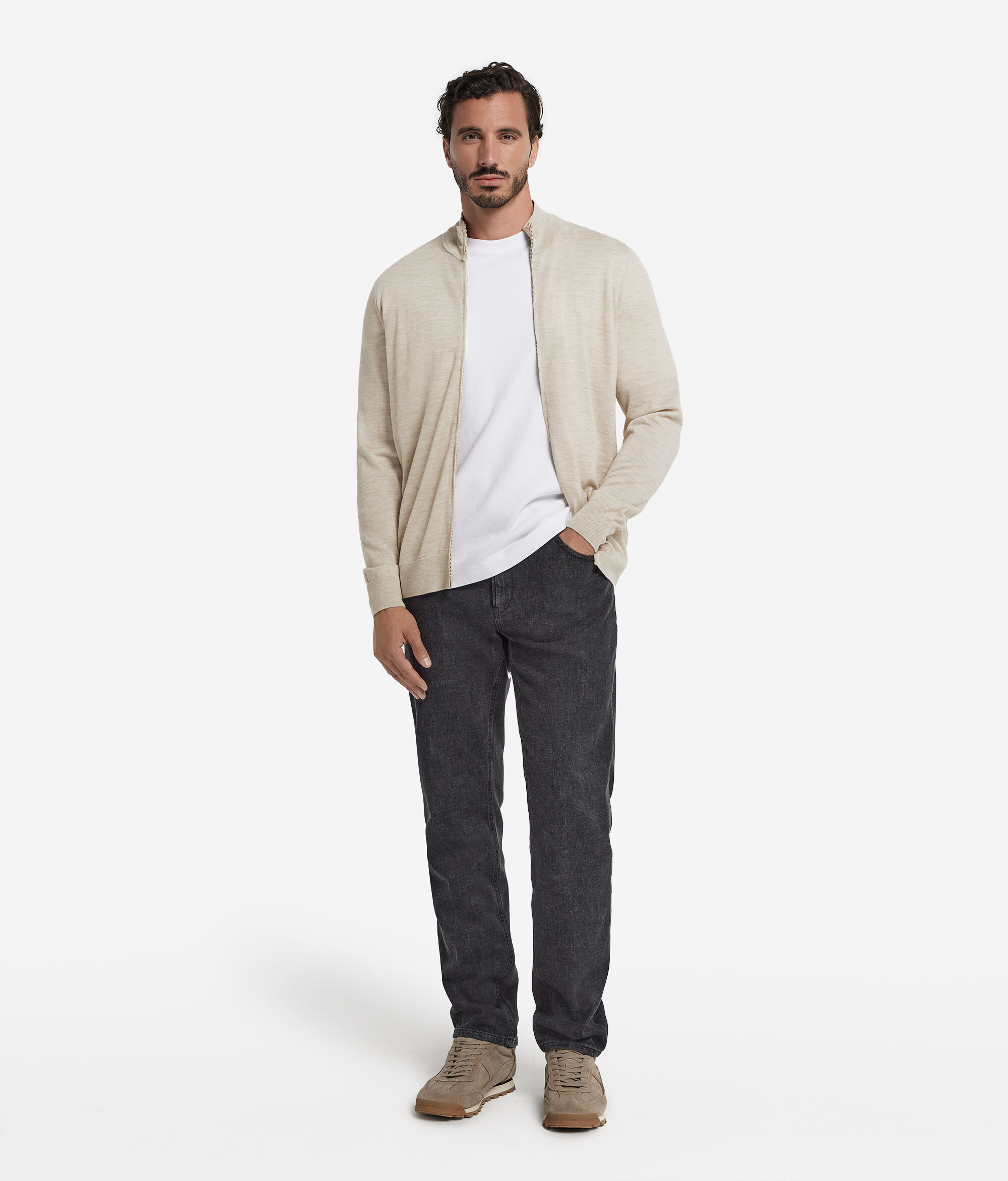Cashmere Zippered Cardigan